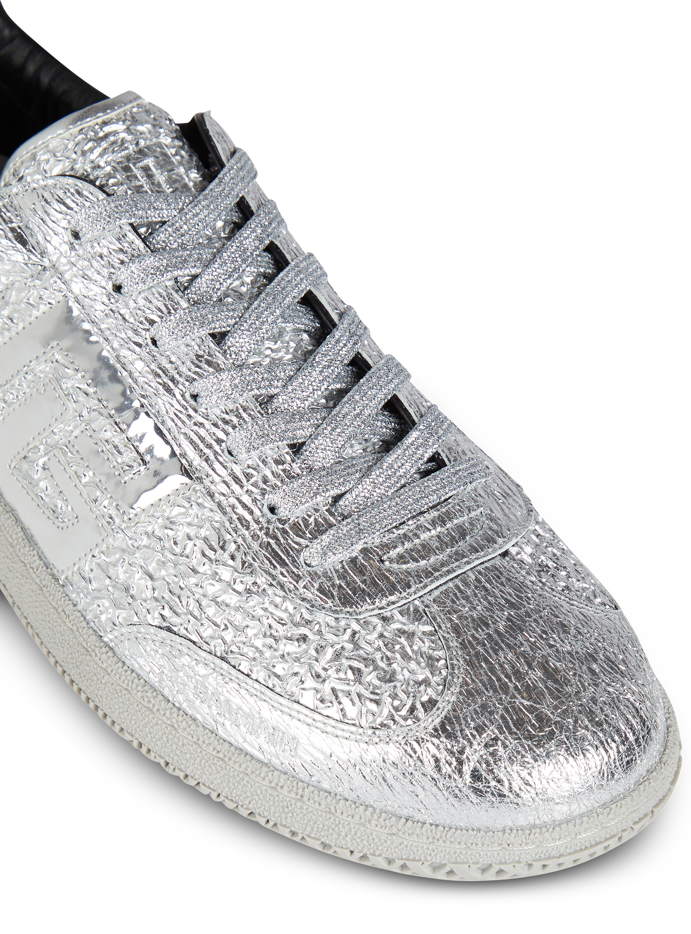 Balmain Swan silver leather sneakers silver silver - Men