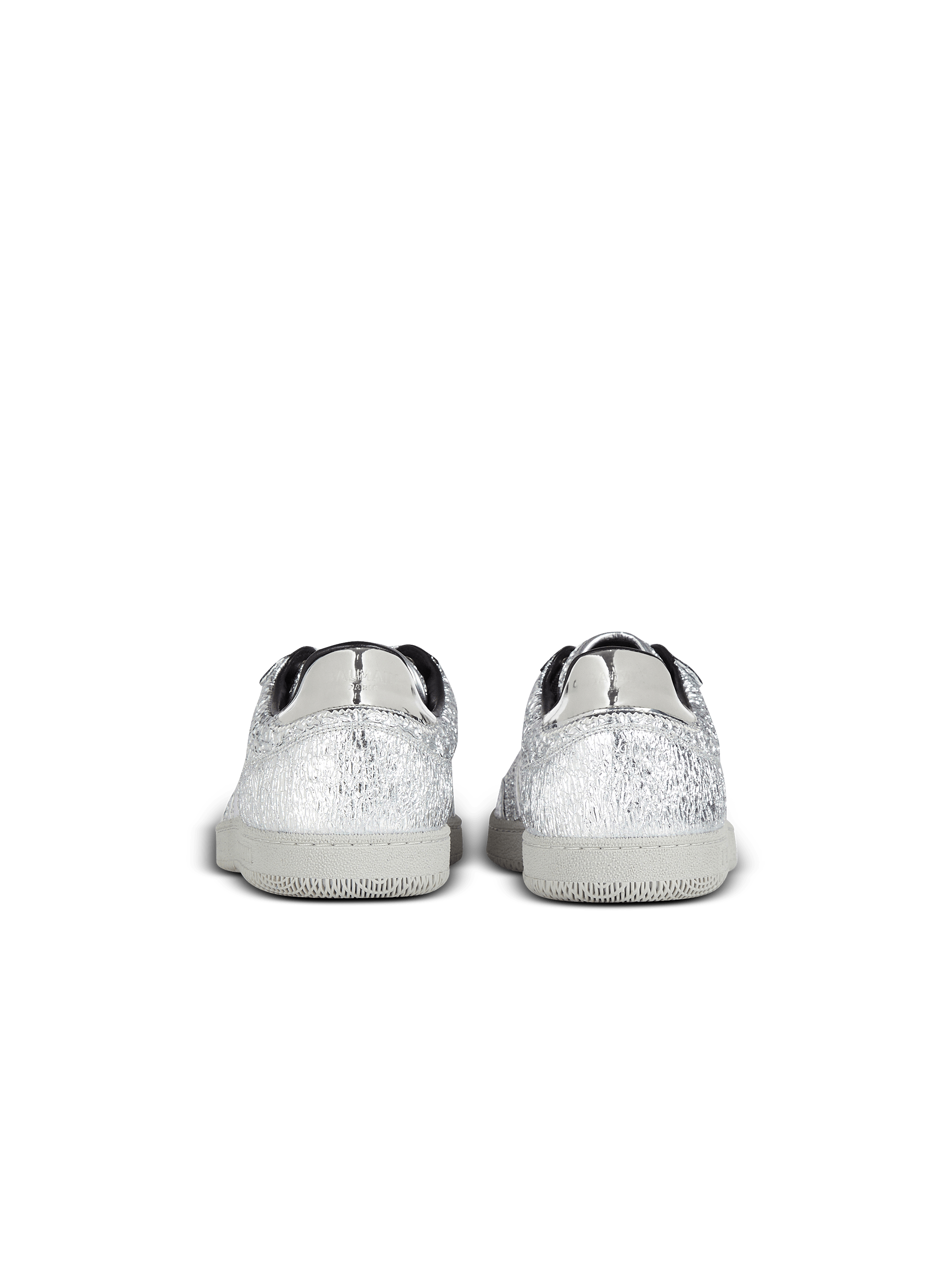 【関税＆送料込み】Balmain 'Swan' Silver Colored Low Top Sn Balmain Swan silver leather sneakers - Men | BALMAIN