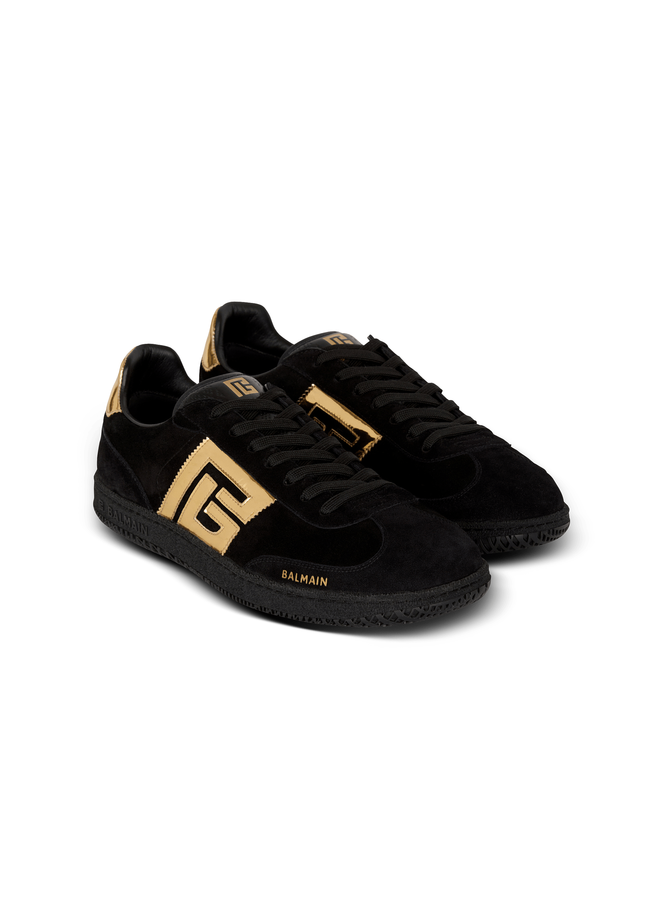 Balmain Swan suede and patent leather sneakers - Men | BALMAIN