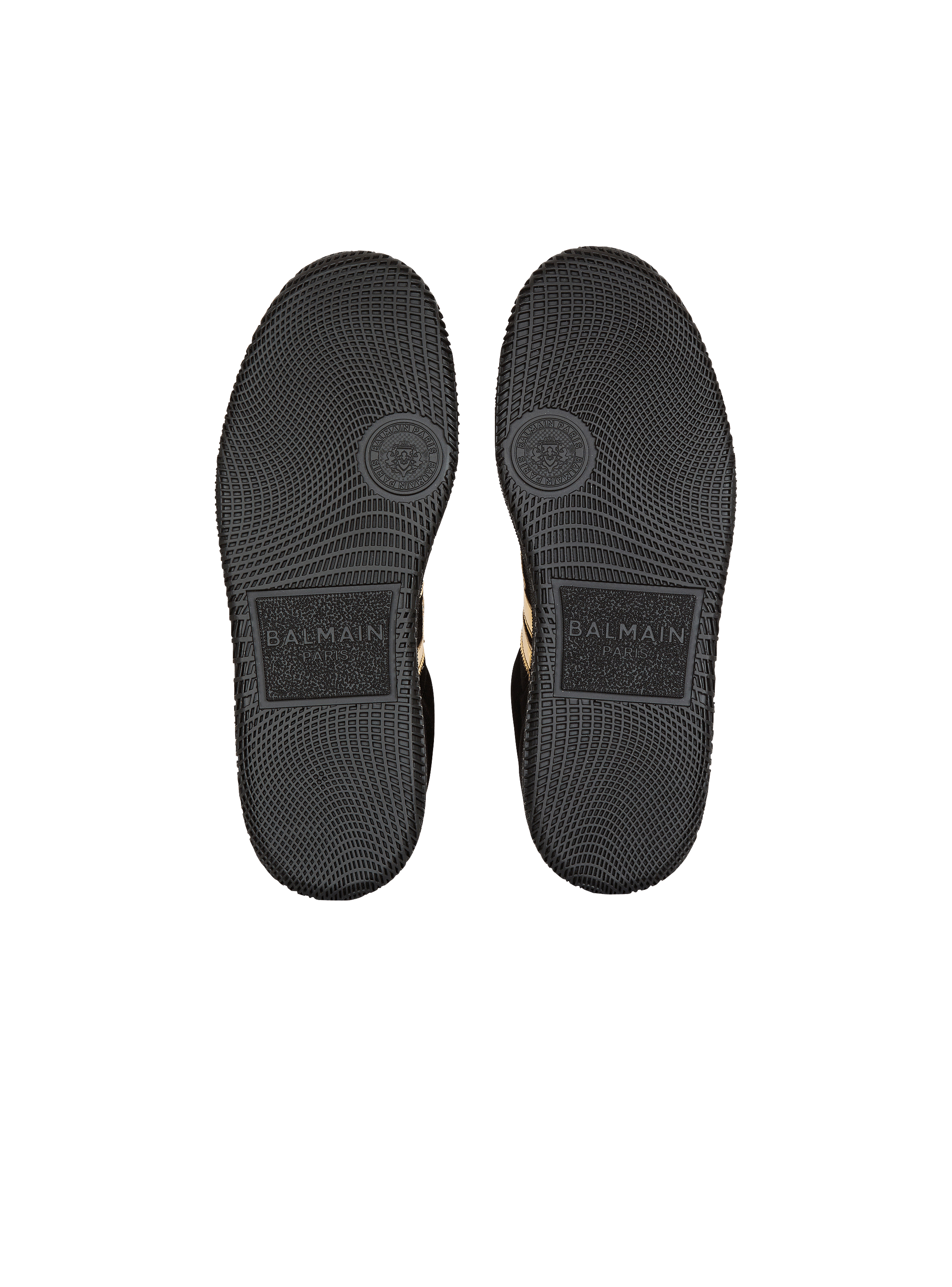 Balmain Swan suede and patent leather sneakers