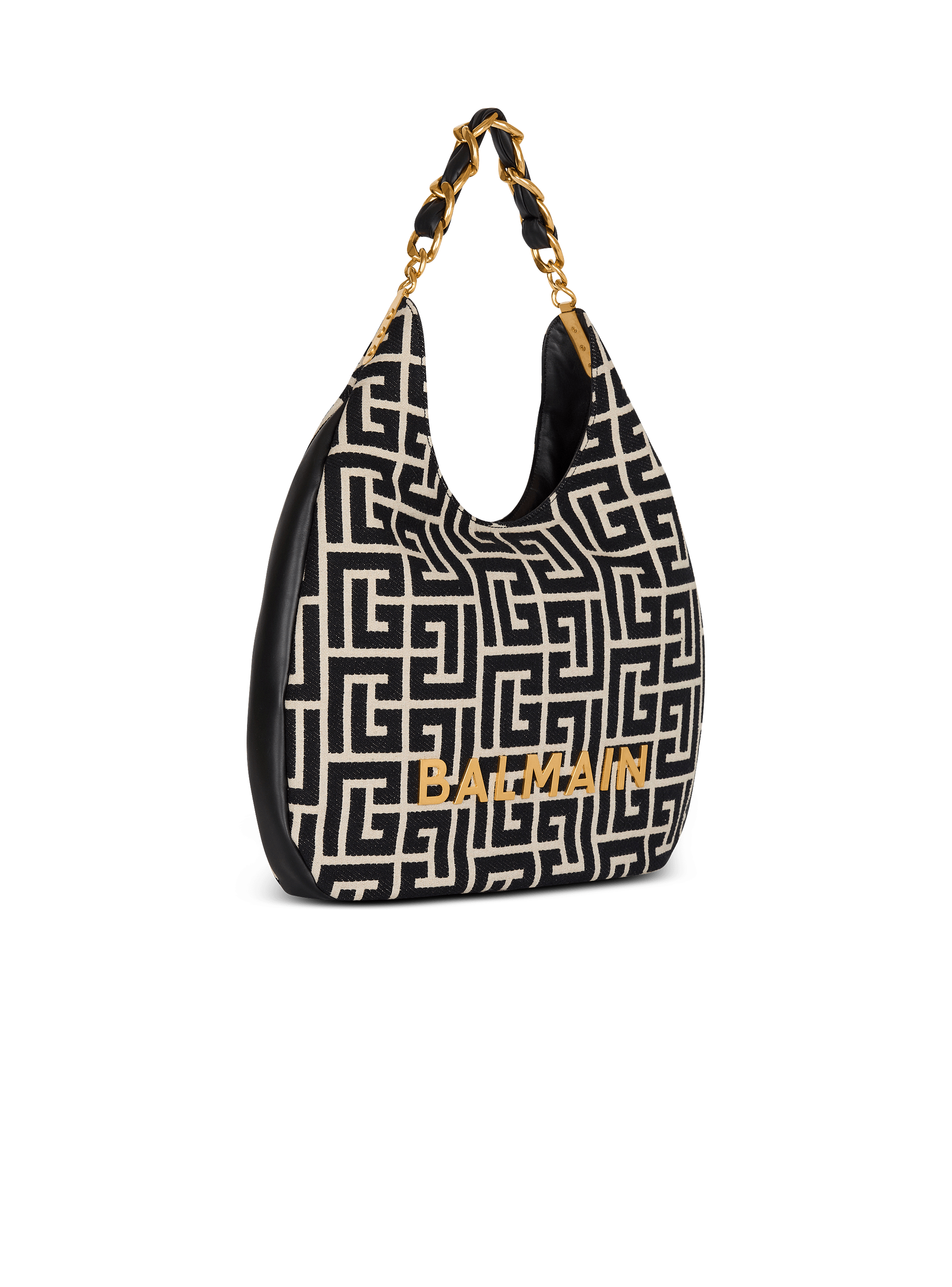 Large 1945 Soft Hobo bag in jacquard fabric with a PB Labyrinth monogram