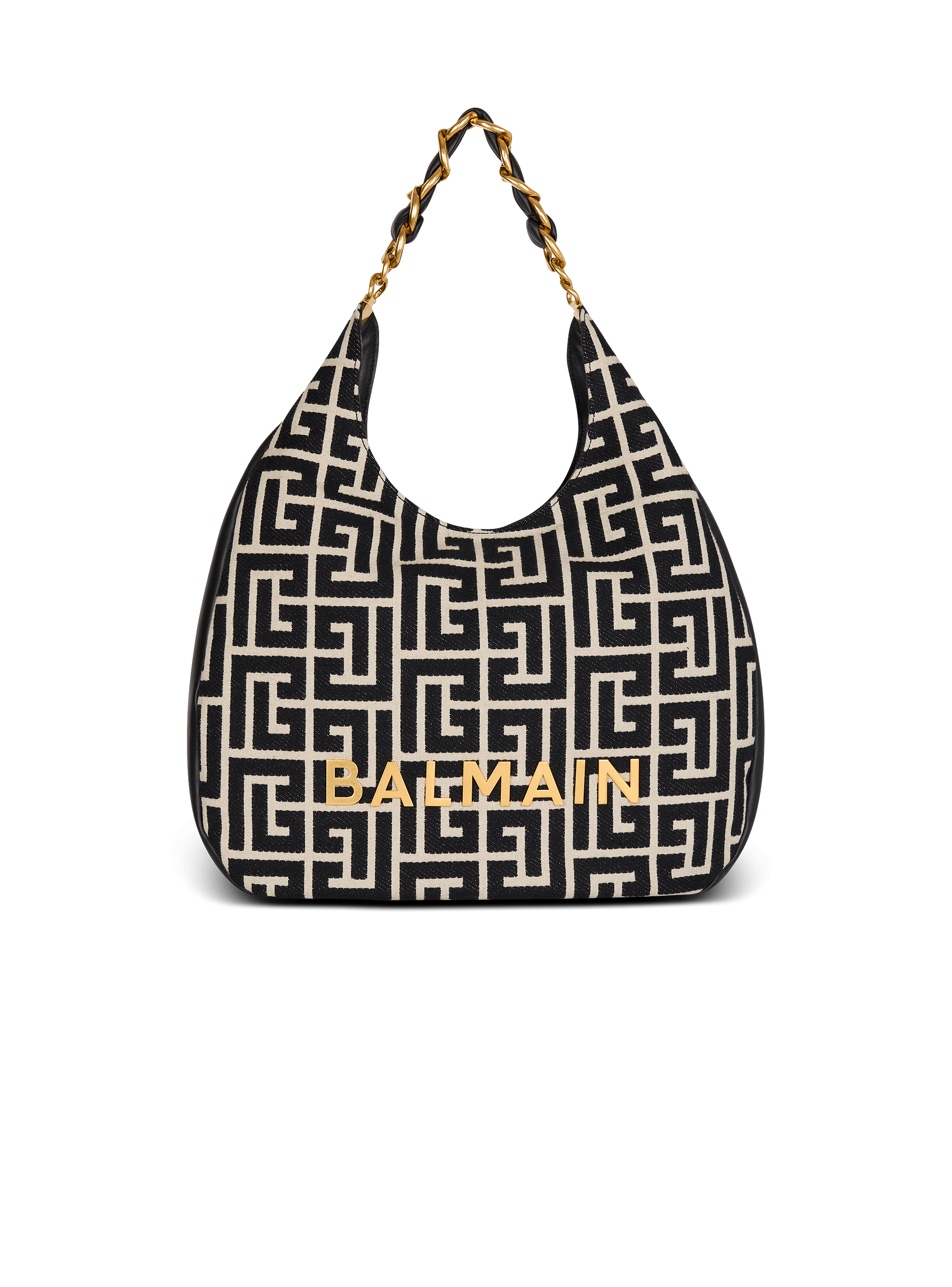 Large 1945 Soft Hobo bag in jacquard fabric with a PB Labyrinth monogram