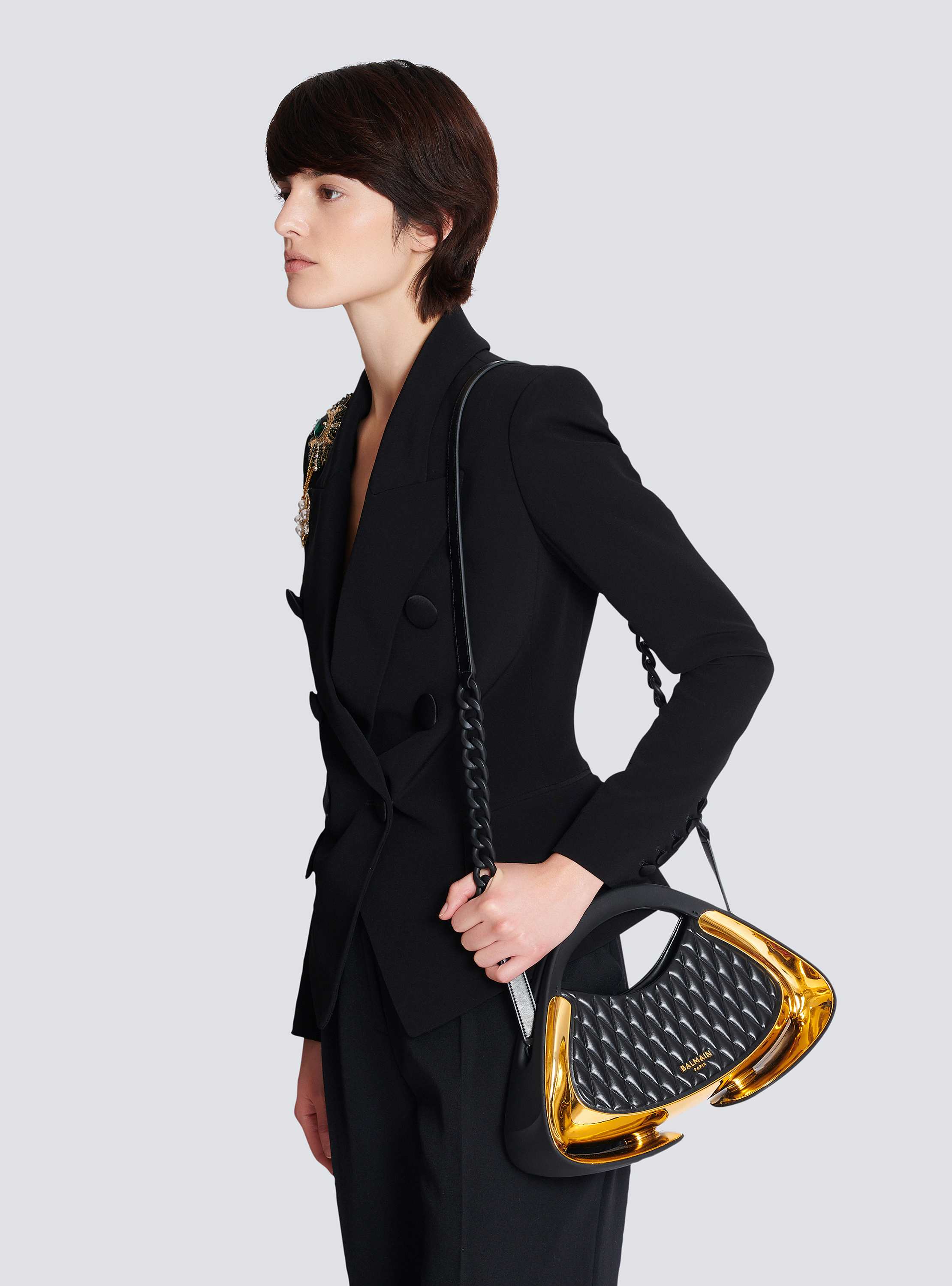 Quilted medium Jolie Madame bag gold - Women | BALMAIN