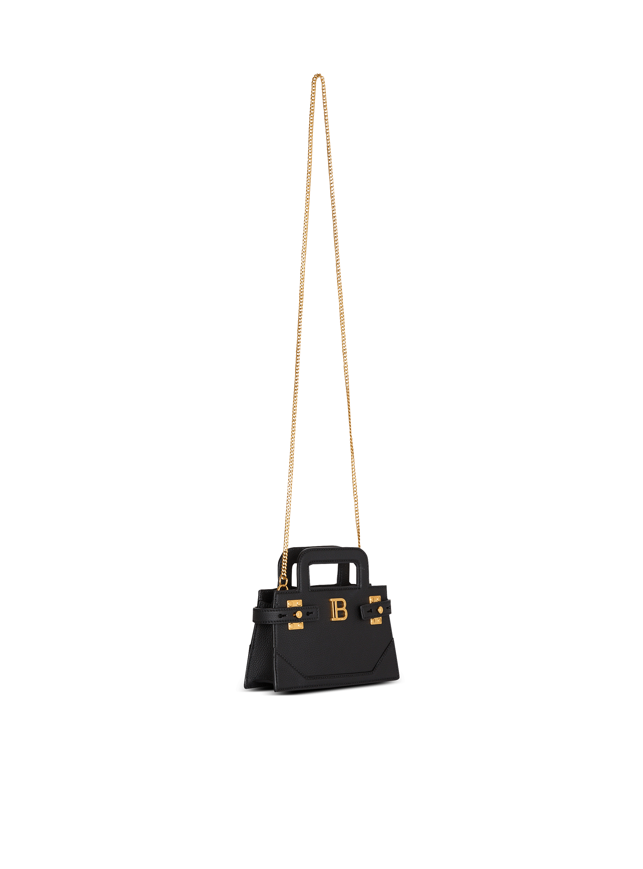 Small B-Buzz Top Handle bag in grained leather black - Women