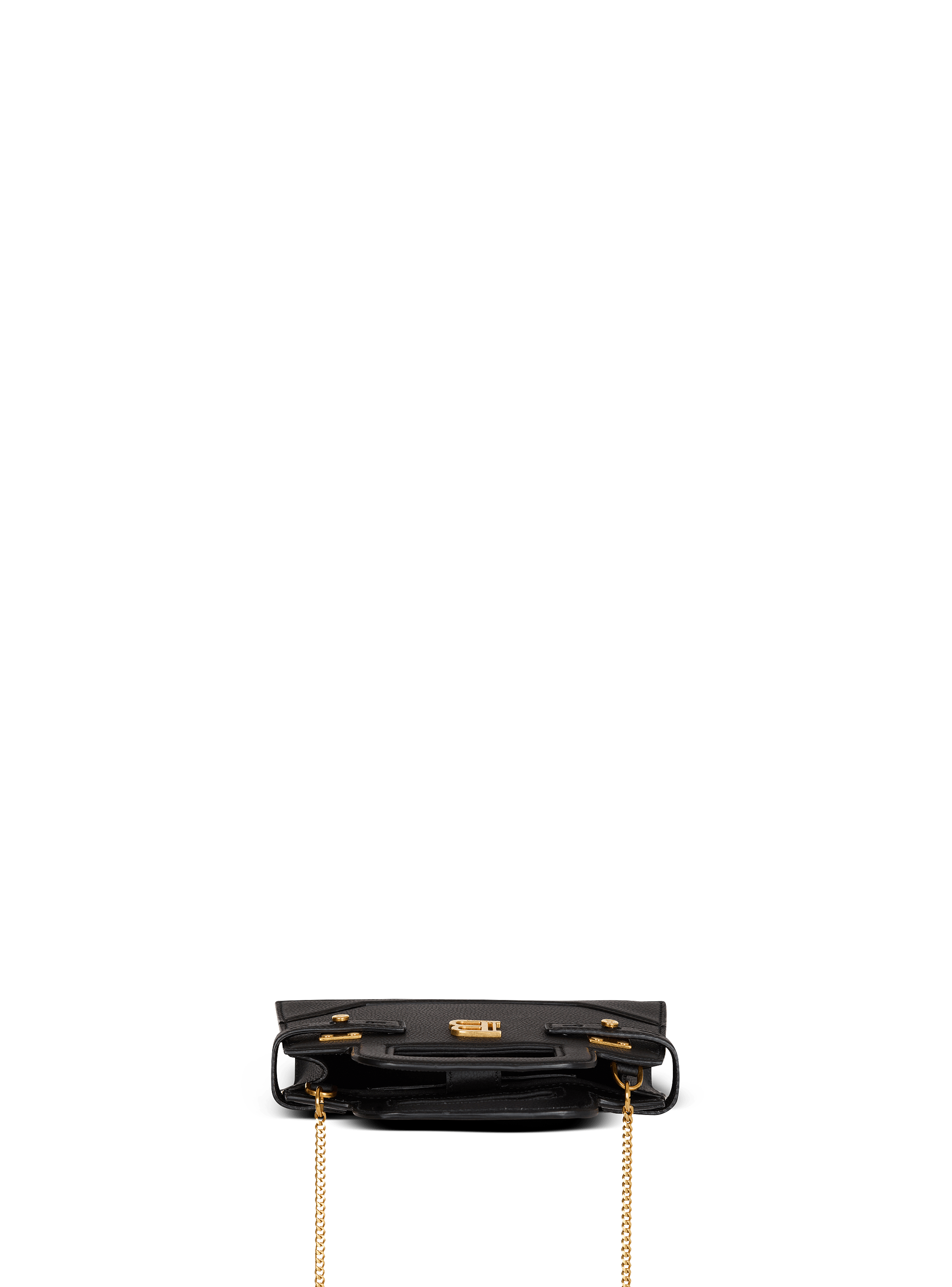 Small B-Buzz Top Handle bag in grained leather - Women | BALMAIN
