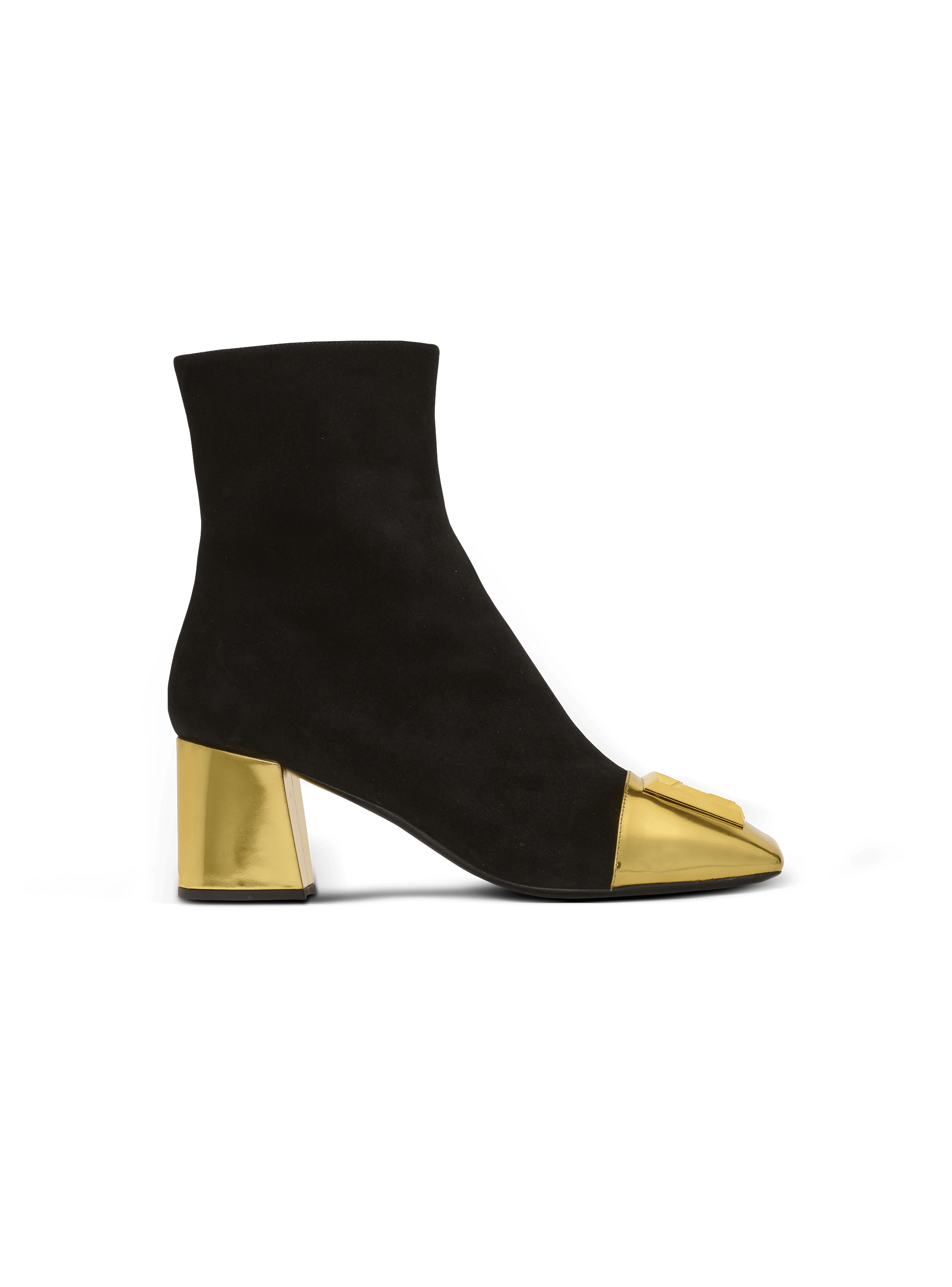 Edna ankle boots in suede and mirrored leather
