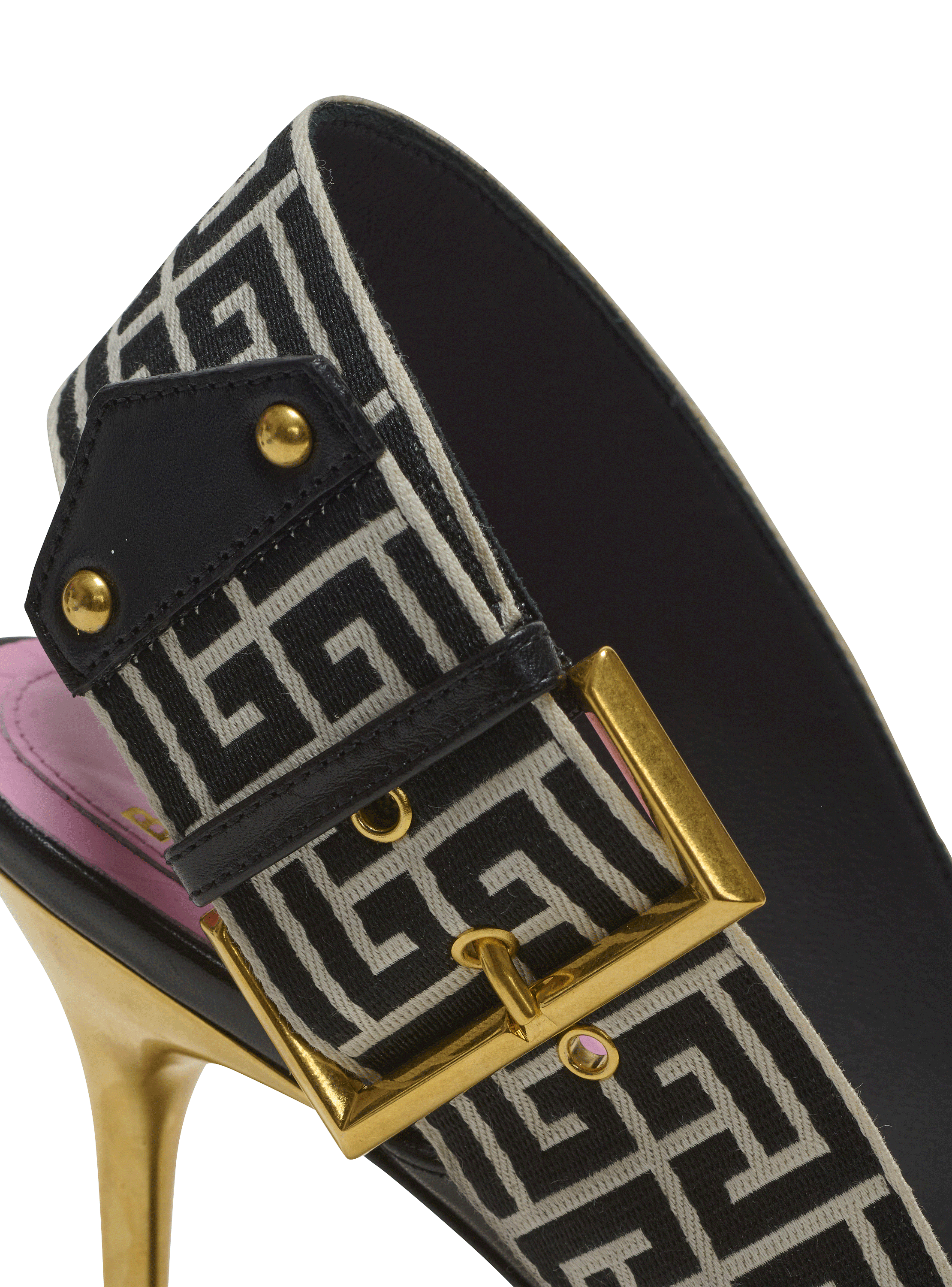 Ruby sandals in calfskin and PB Labyrinth canvas black black