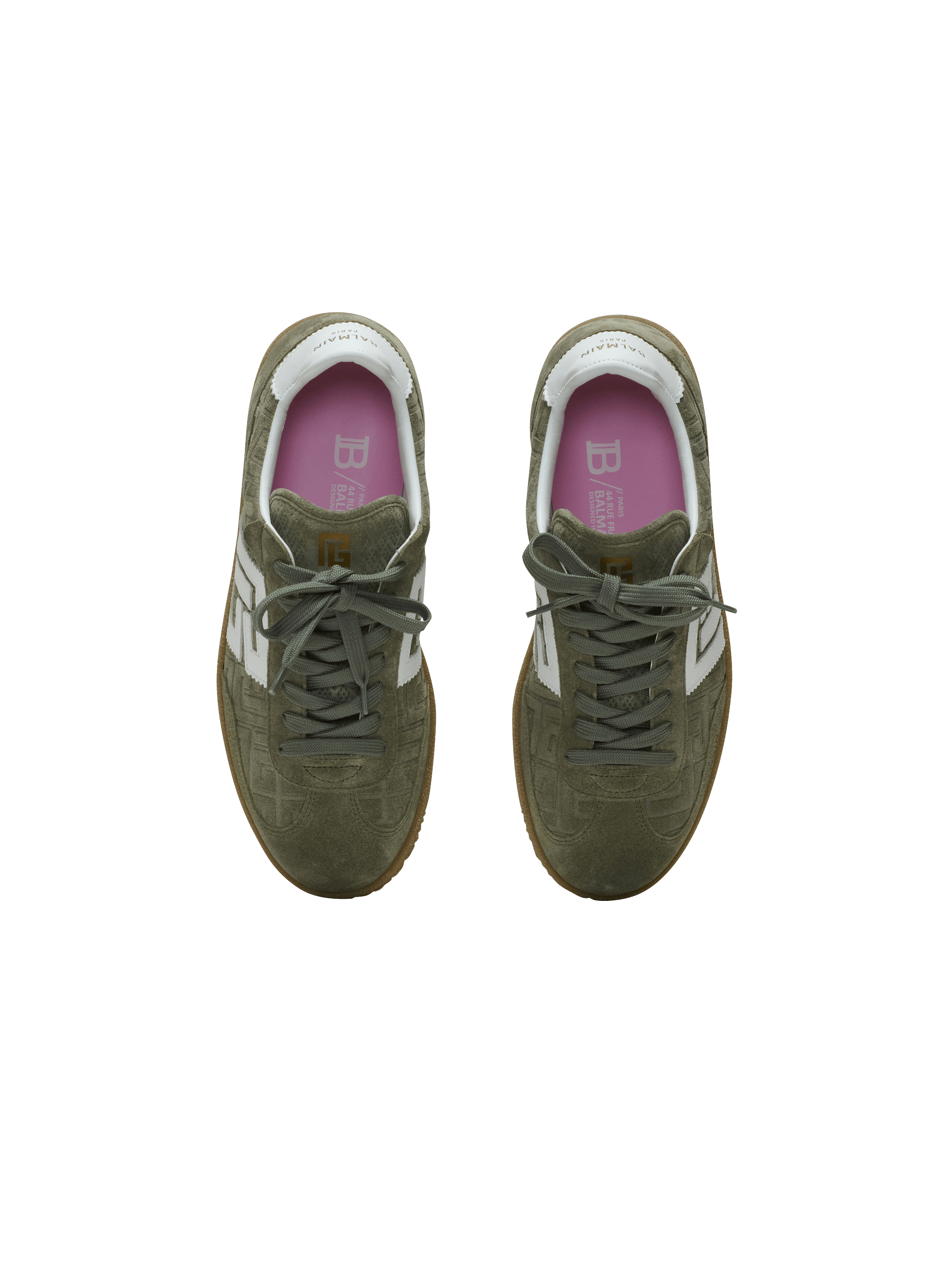 Suede Balmain Swan trainers khaki - Women | BALMAIN