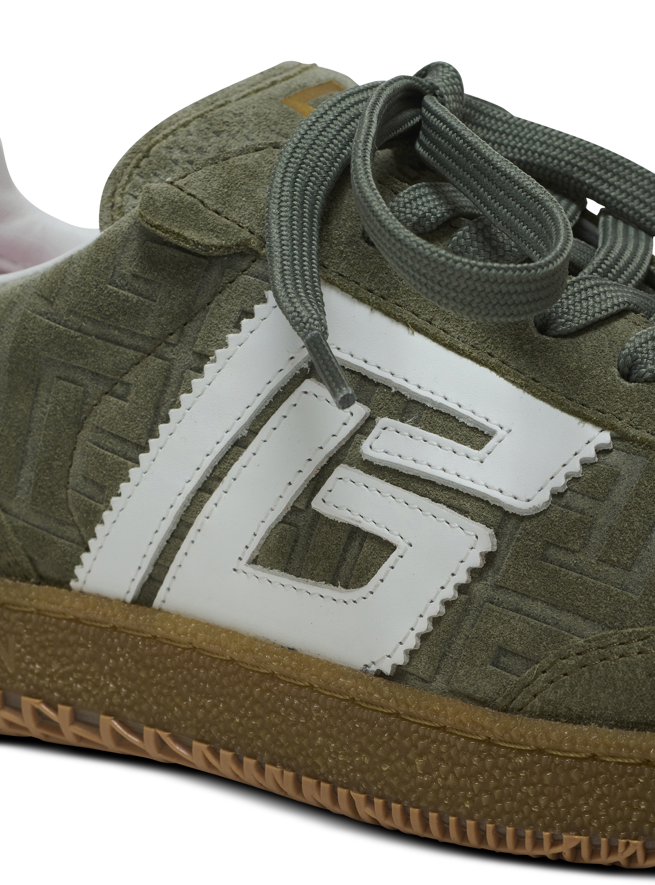 Suede Balmain Swan trainers khaki - Women | BALMAIN