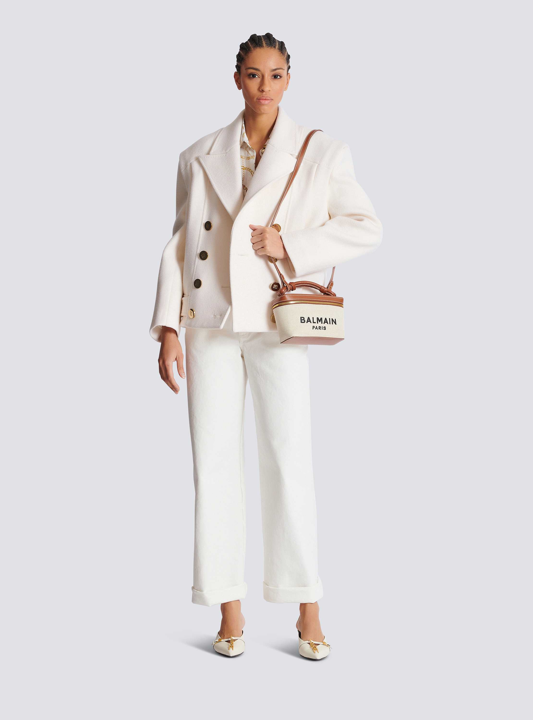 B-Army Vanity Case in canvas and leather - Women | BALMAIN