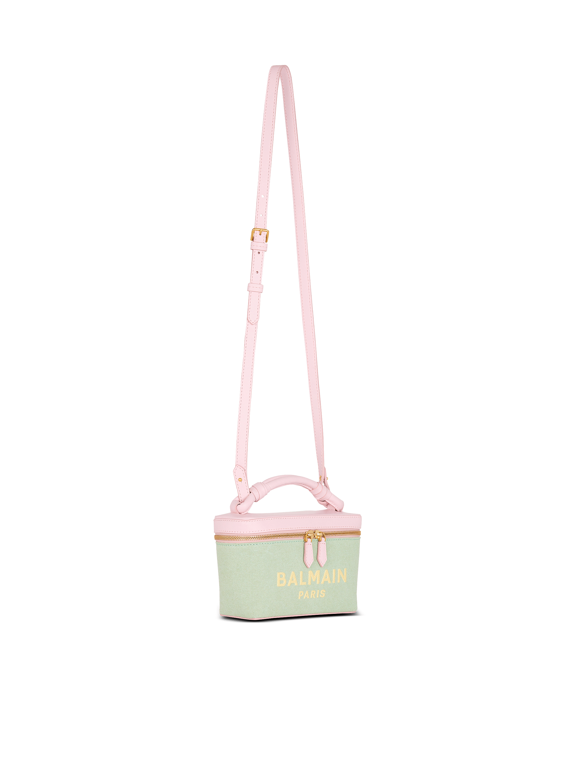 B-Army Vanity Case in canvas and leather green - Women | BALMAIN