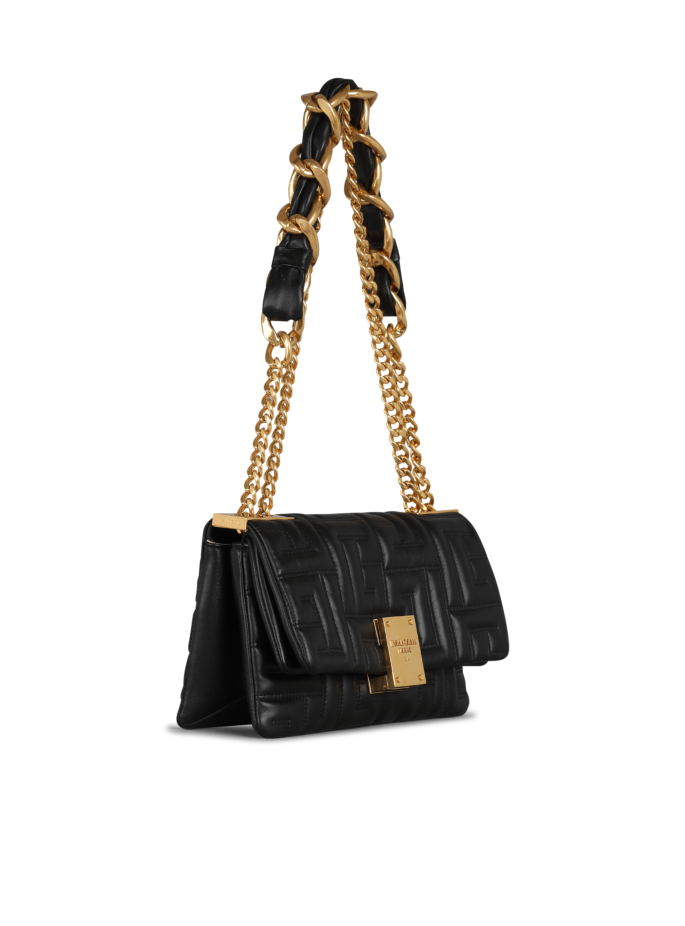 1945 Soft small bag in quilted leather black - Women | BALMAIN