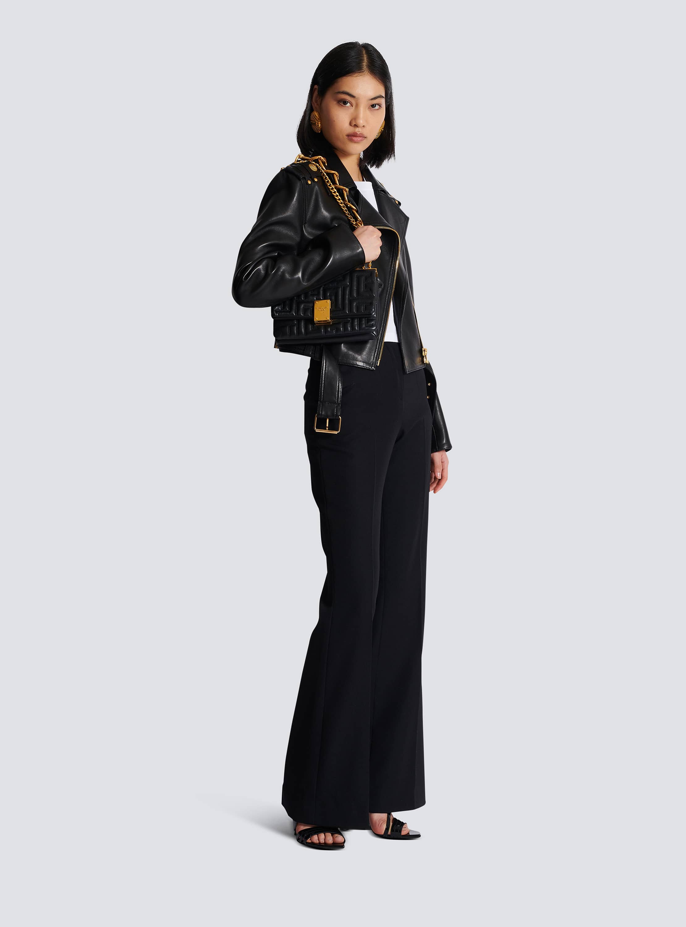 【関税込み】Balmain ブラック 1945 Soft バッグ Balmain - 1945 Soft Cabas Embossed Leather Tote in Black