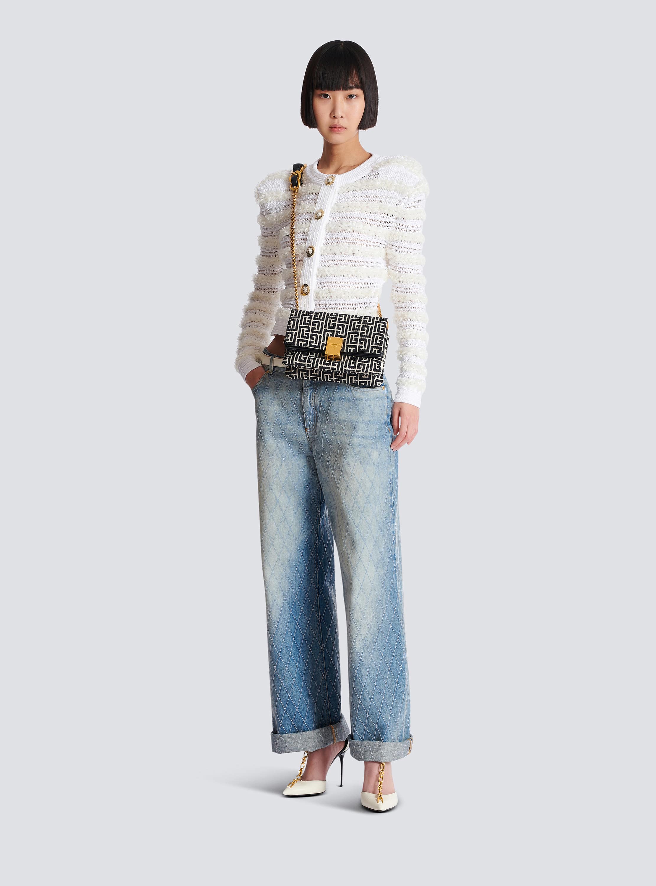 【関税＆送料込み】Balmain Small 1945 Soft Monogrammed Jacq Small 1945 Soft monogrammed jacquard tote bag - Women | BALMAIN