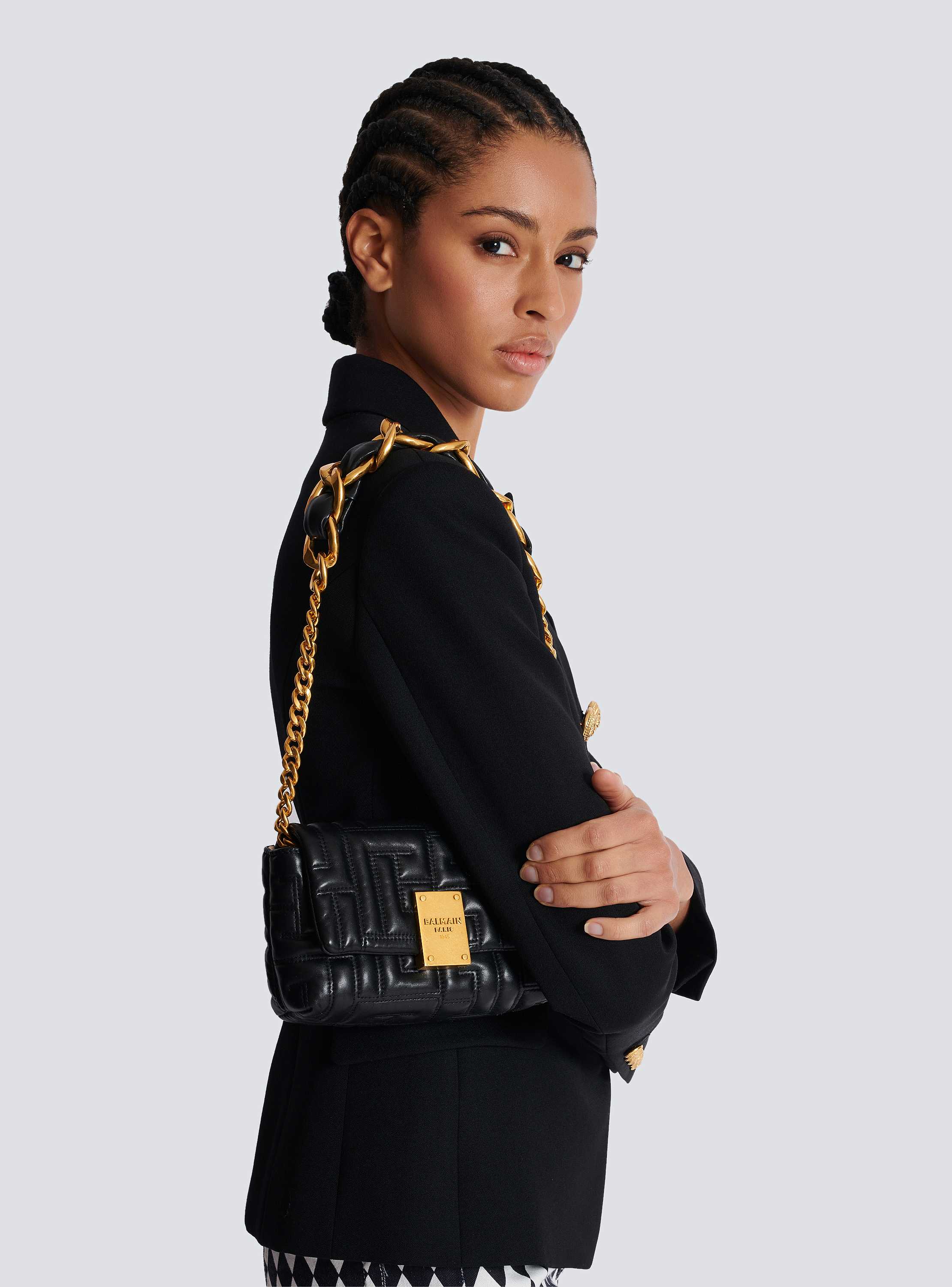 BALMAIN 1945ミニショルタハック DN1BJ796TSQA 0PA 1945 Soft mini bag with jacquard monogram - Women | BALMAIN