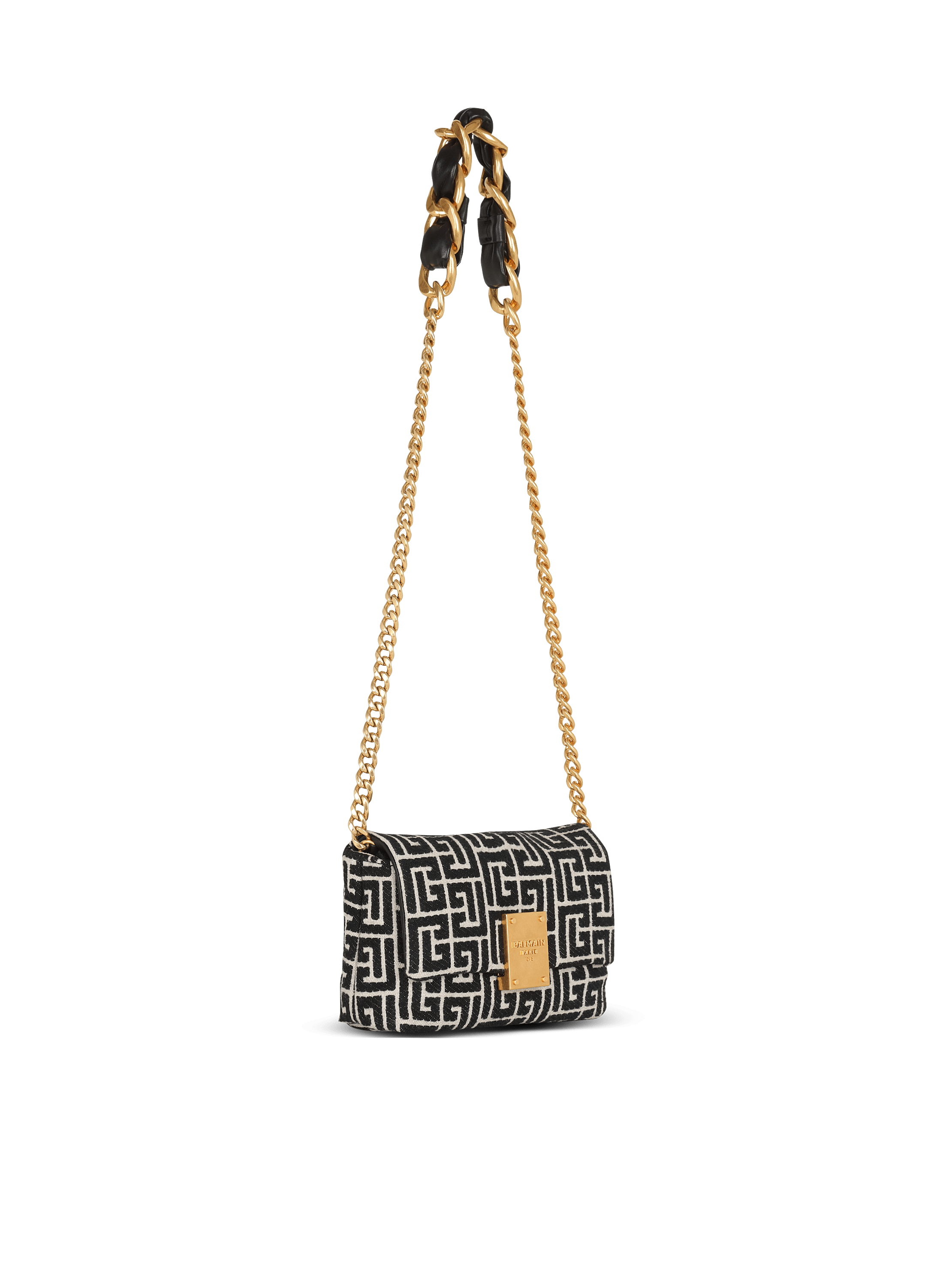 【関税＆送料込み】Balmain 1945 Soft Shoulder Bag Balmain 1945 Soft Small Shoulder Bag in Monogram Jacquard