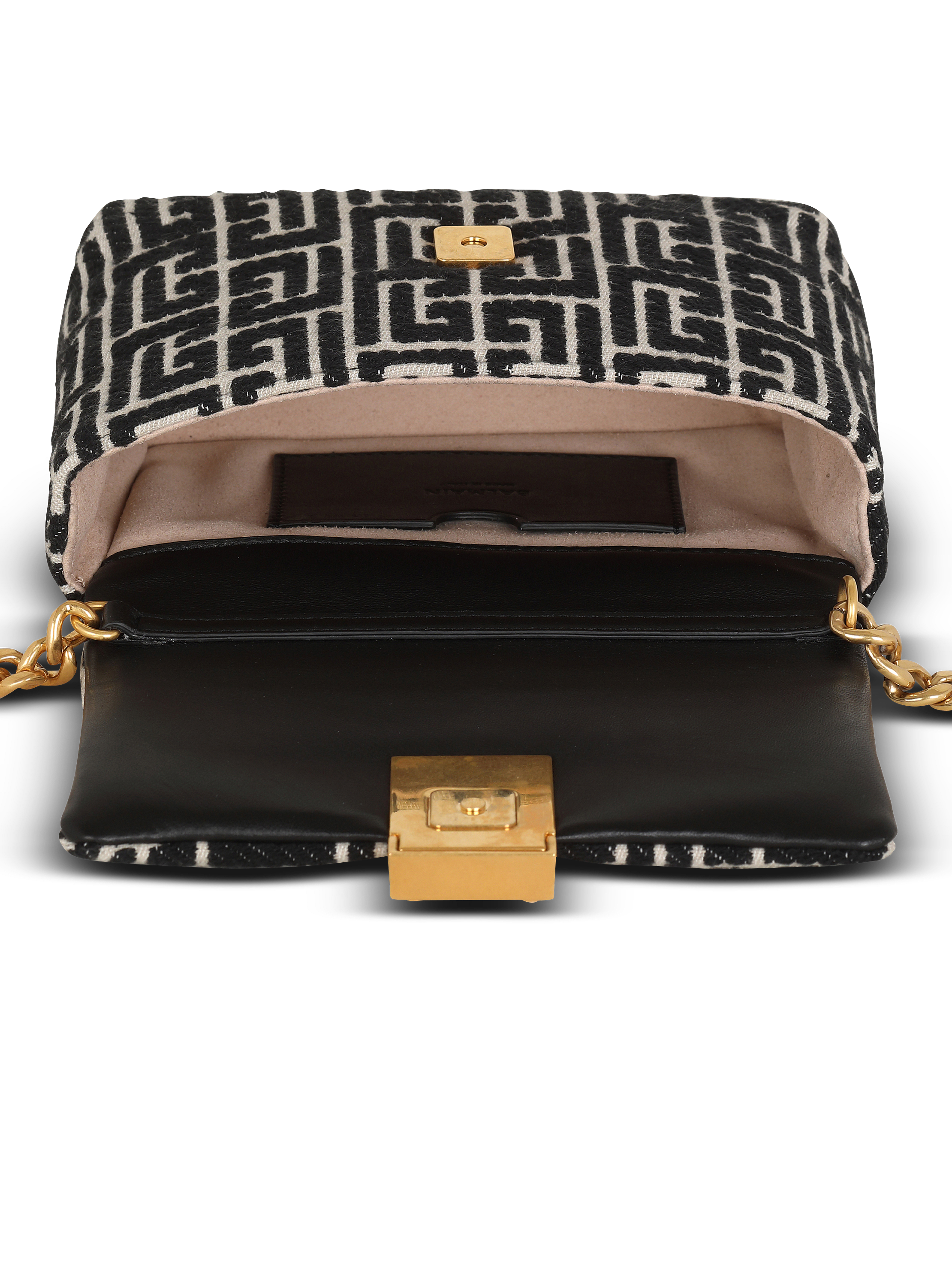 [BALMAIN] 1945年製 小型レザーショルダーバッグ 1945 Soft mini bag with jacquard monogram - Women | BALMAIN