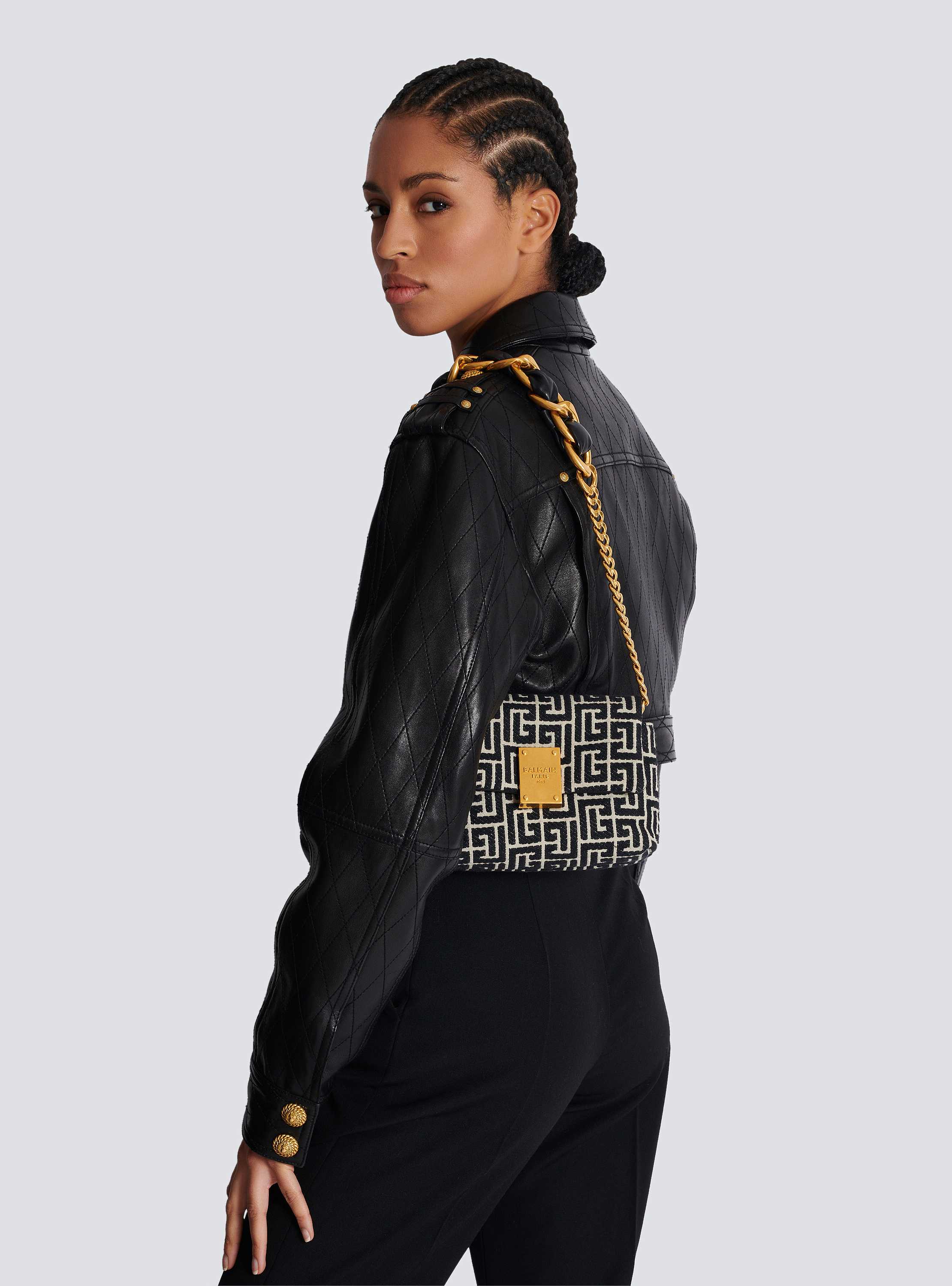 [BALMAIN] 1945年製 小型レザーショルダーバッグ 1945 Soft mini bag with jacquard monogram - Women | BALMAIN