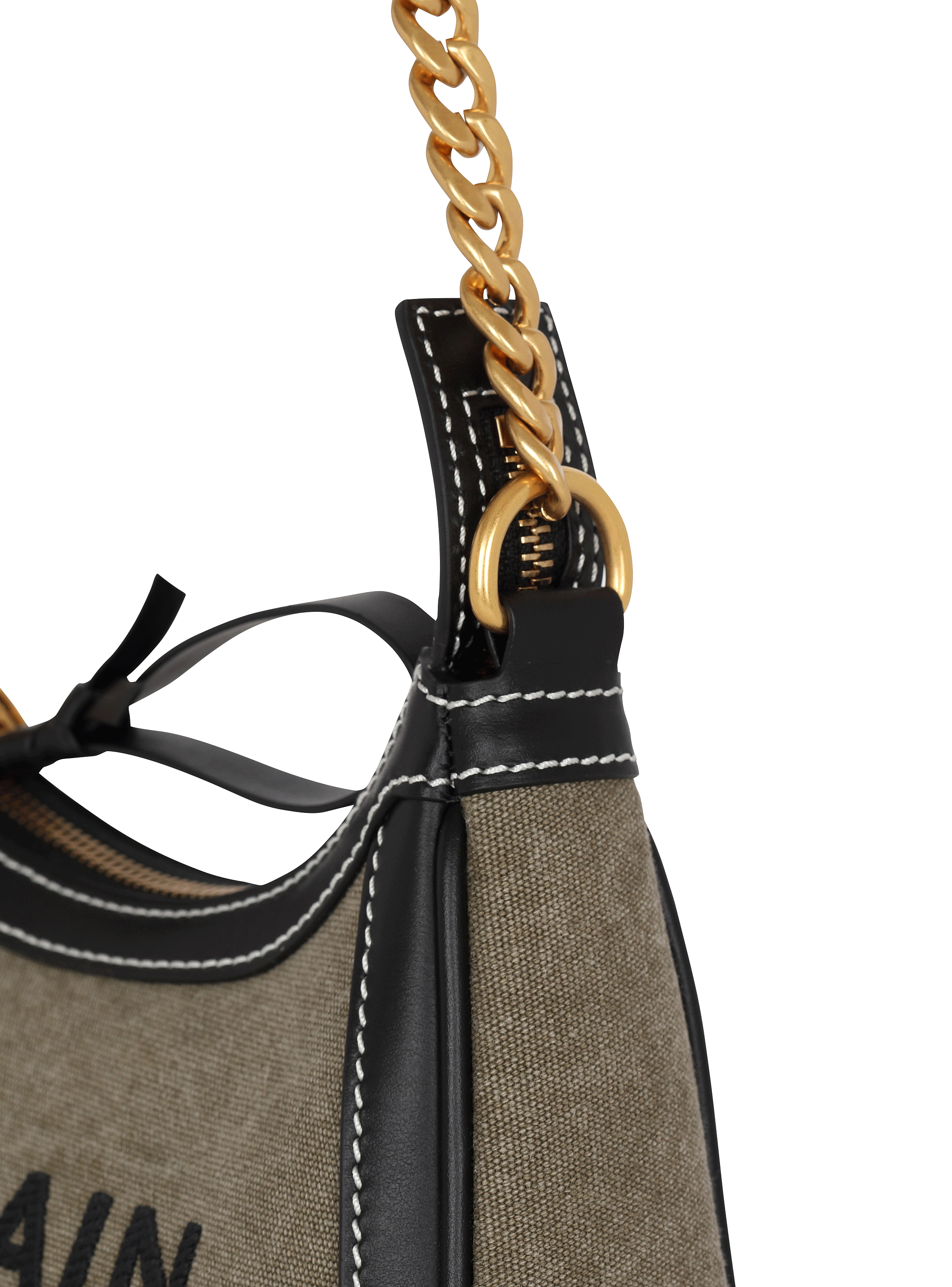 B-Army canvas bag with leather inserts