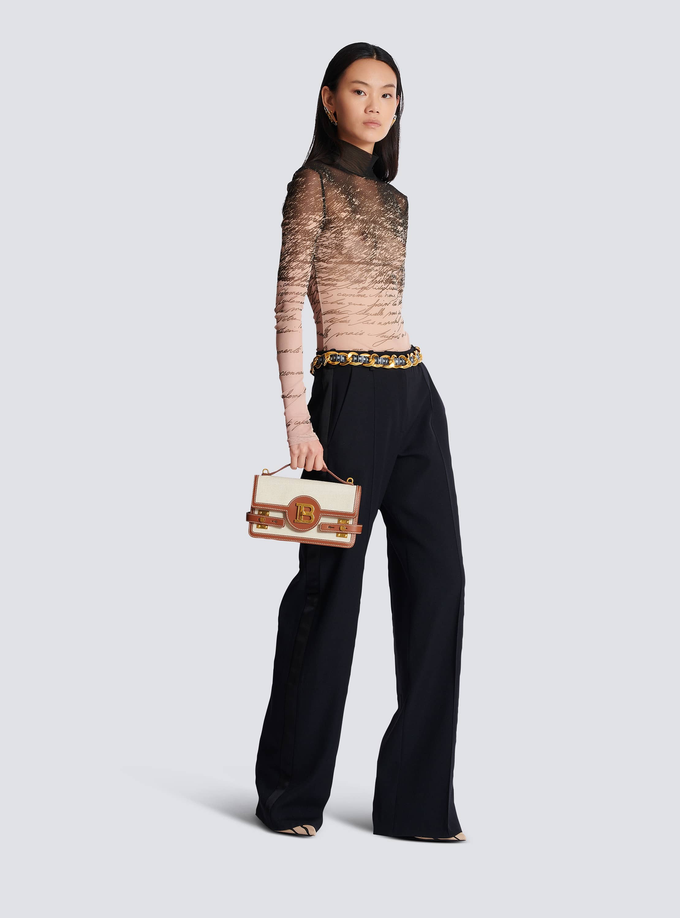 B-Buzz 24 canvas and leather bag - Women | BALMAIN