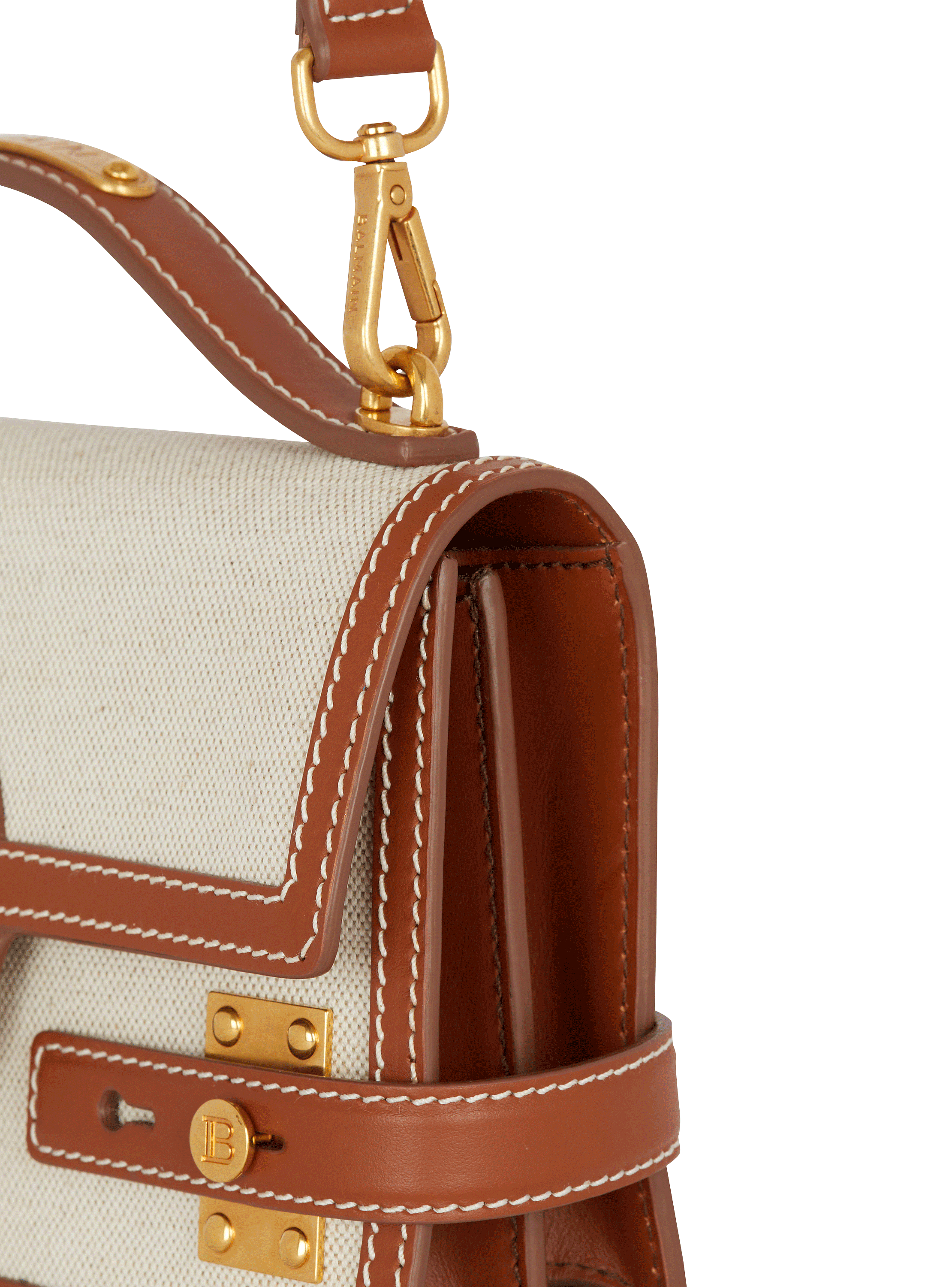 ショルダーバッグ・ポシェット B-Buzz 24 Shoulder Bag - Balmain - Leather - Khaki B-Buzz Shoulder 24 leather and canvas bag - Women | BALMAIN