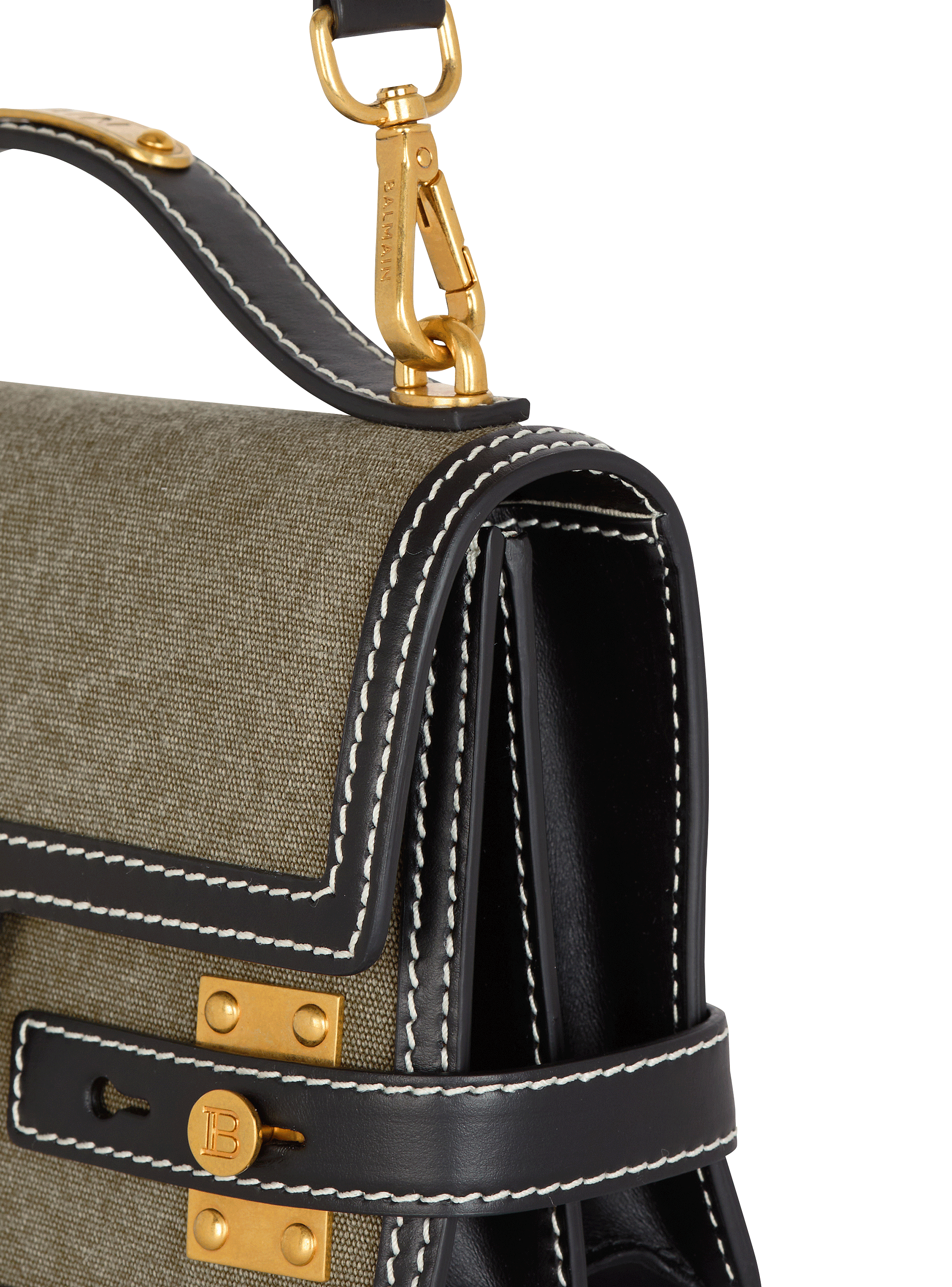ショルダーバッグ・ポシェット B-Buzz 24 Shoulder Bag - Balmain - Leather - Khaki B-Buzz Shoulder 24 leather and canvas bag - Women | BALMAIN