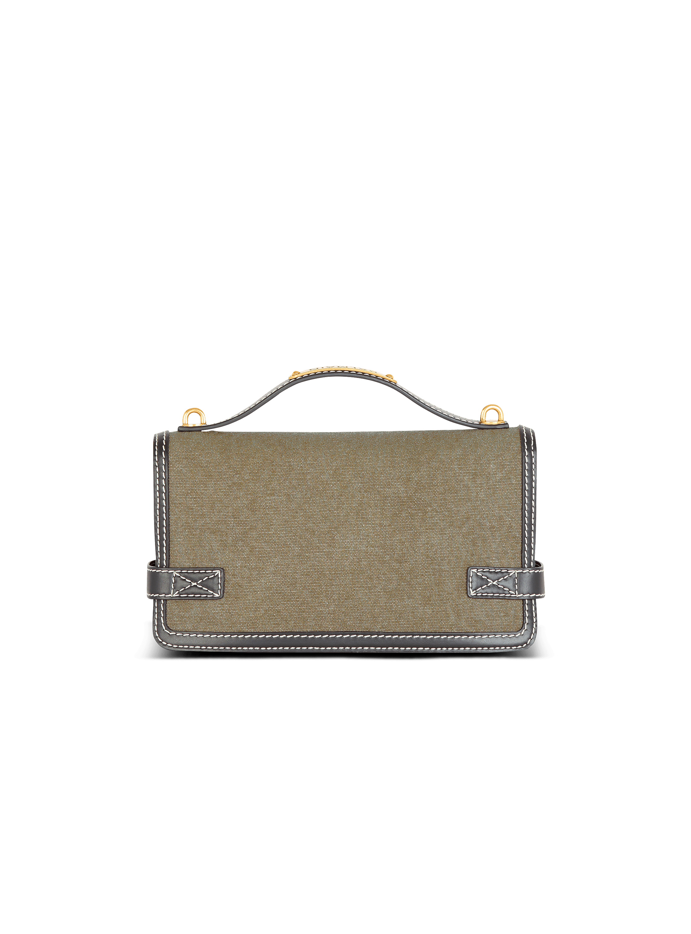 B-Buzz Shoulder 24 leather and canvas bag - Women | BALMAIN