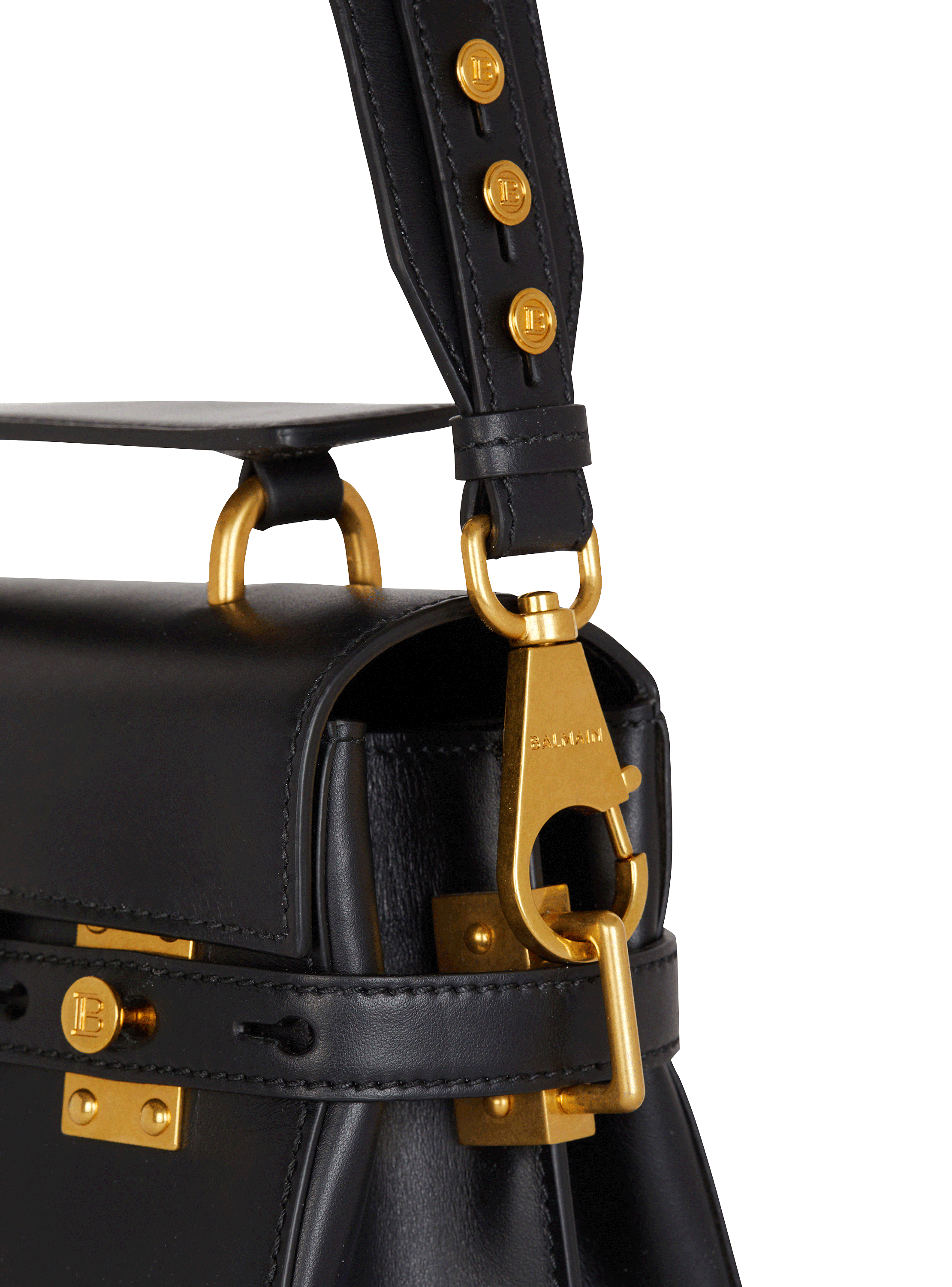 【関税込み】Balmain ブラック＆オフホワイト B-Buzz 23 バッグ Smooth leather B-Buzz 23 bag - Women | BALMAIN