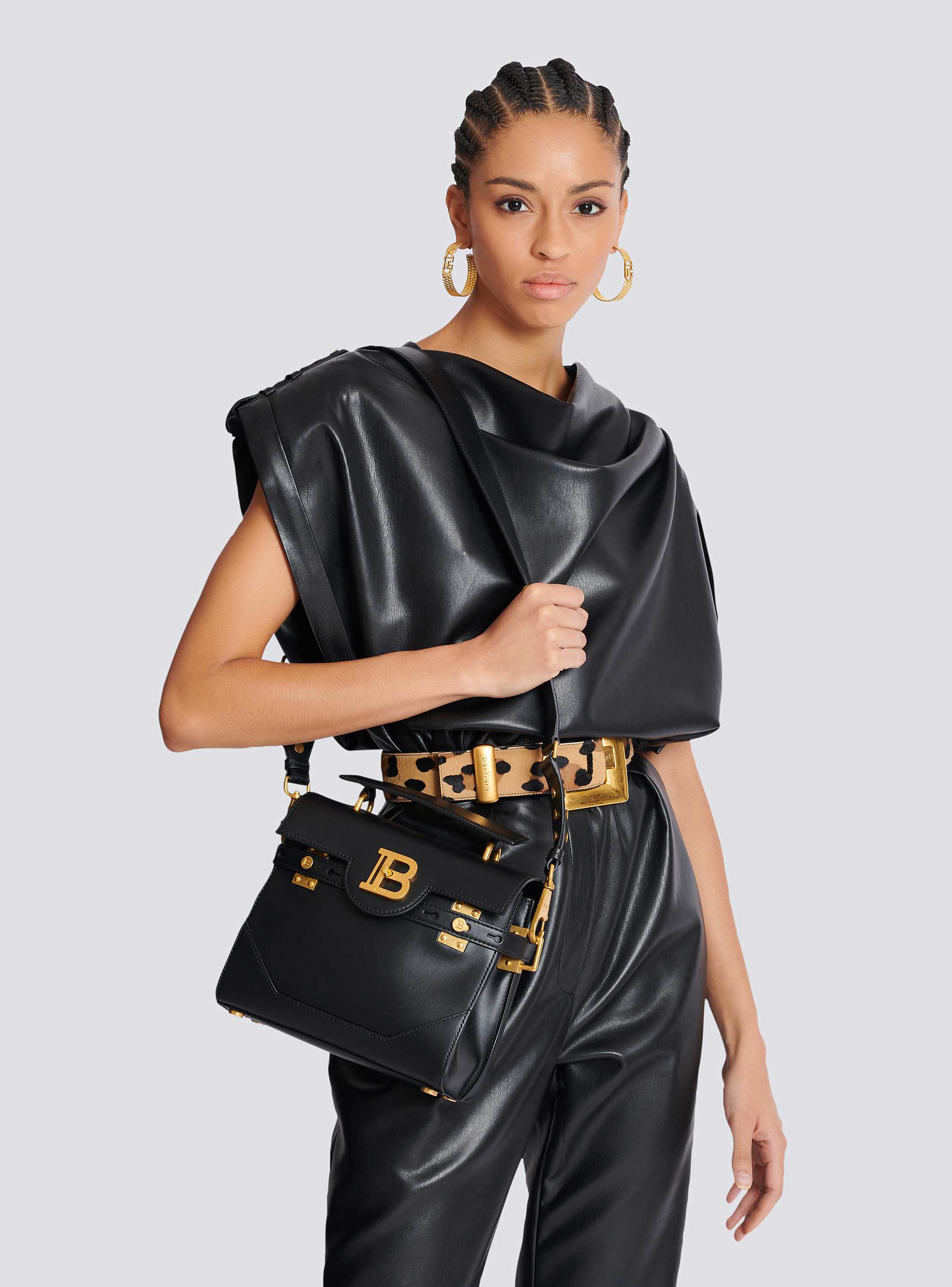Smooth leather B-Buzz 23 bag black - Women | BALMAIN