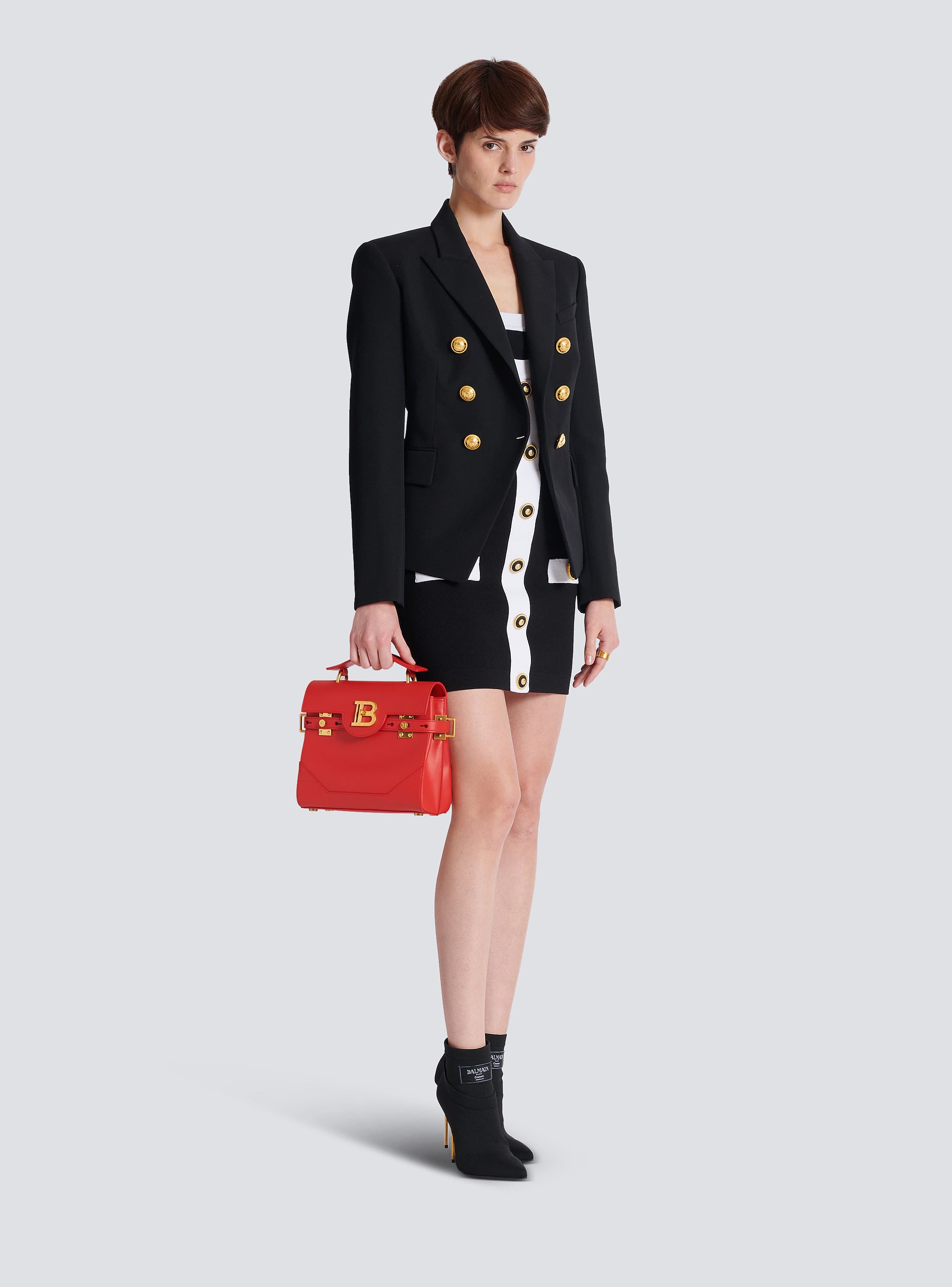 トートバッグ BALMAIN FW25 B BUZZ 23 (DN1DB526LAVE 0PA) Smooth leather B-Buzz 23 bag black black - Women | BALMAIN