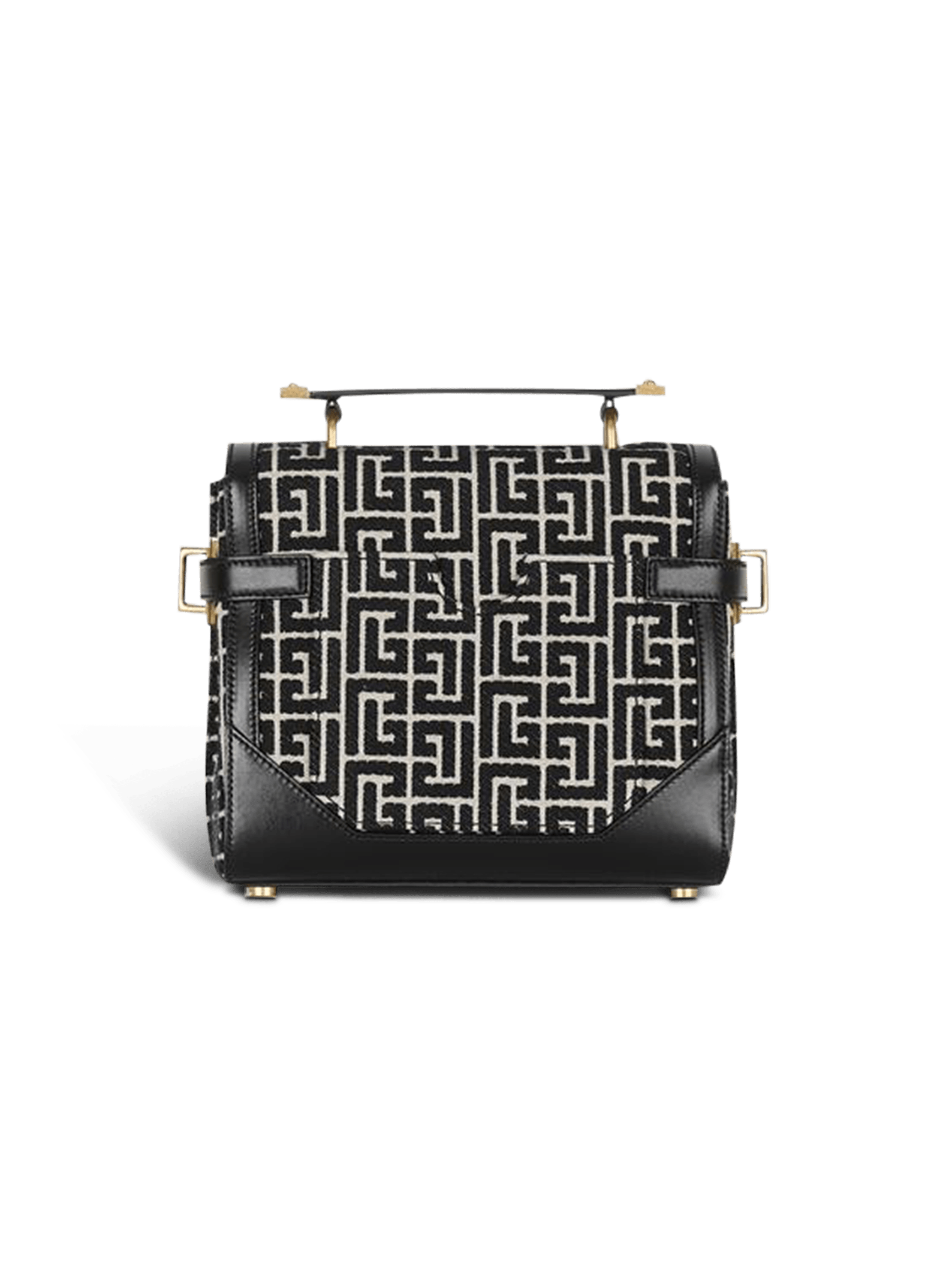 B-Buzz 23 bag in jacquard and leather black - Women | BALMAIN