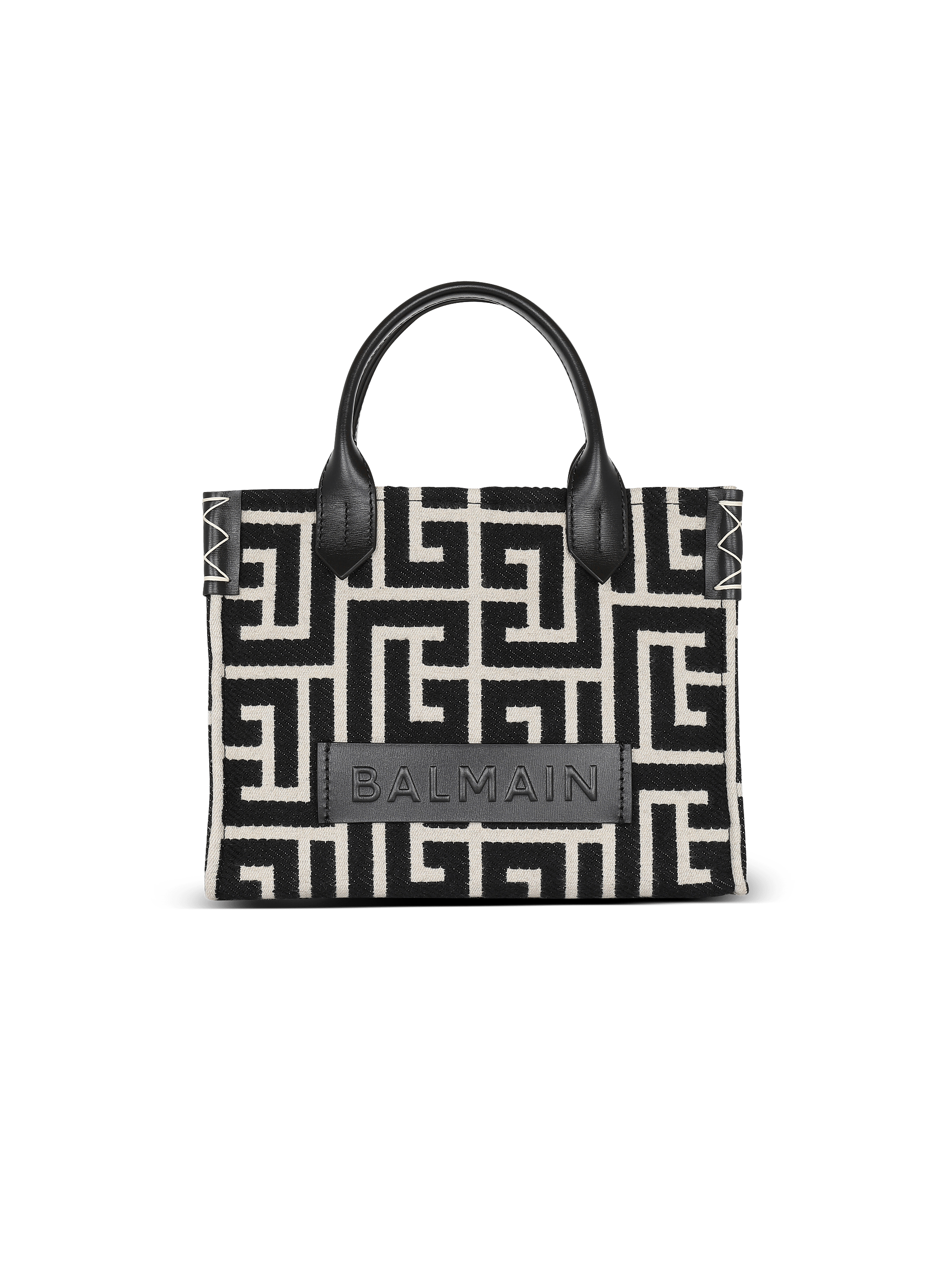 B-Army monogrammed jacquard and leather tote bag