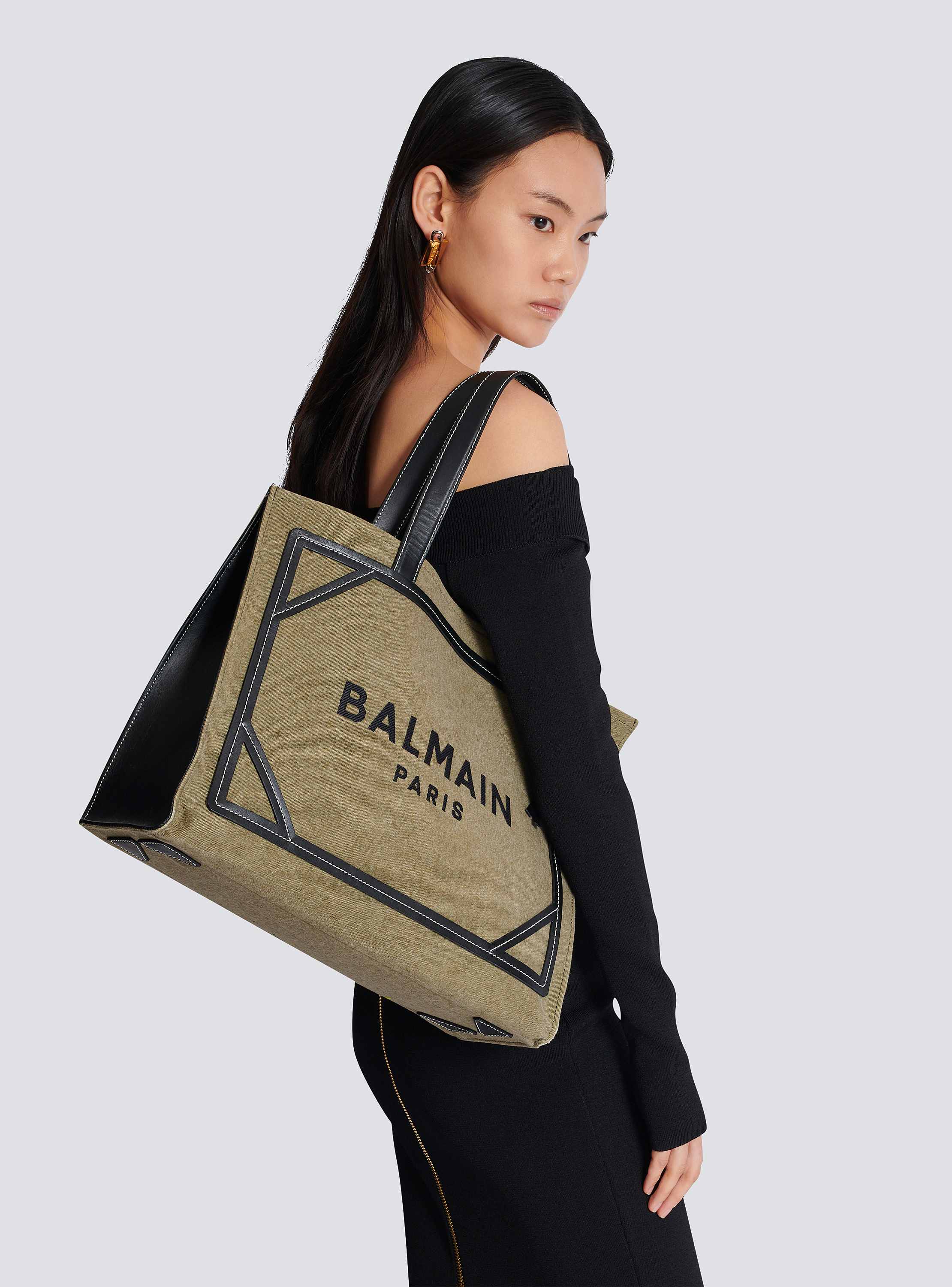 直営店に限定 B-Army Women - khaki details leather with bag tote canvas 42 バッグ