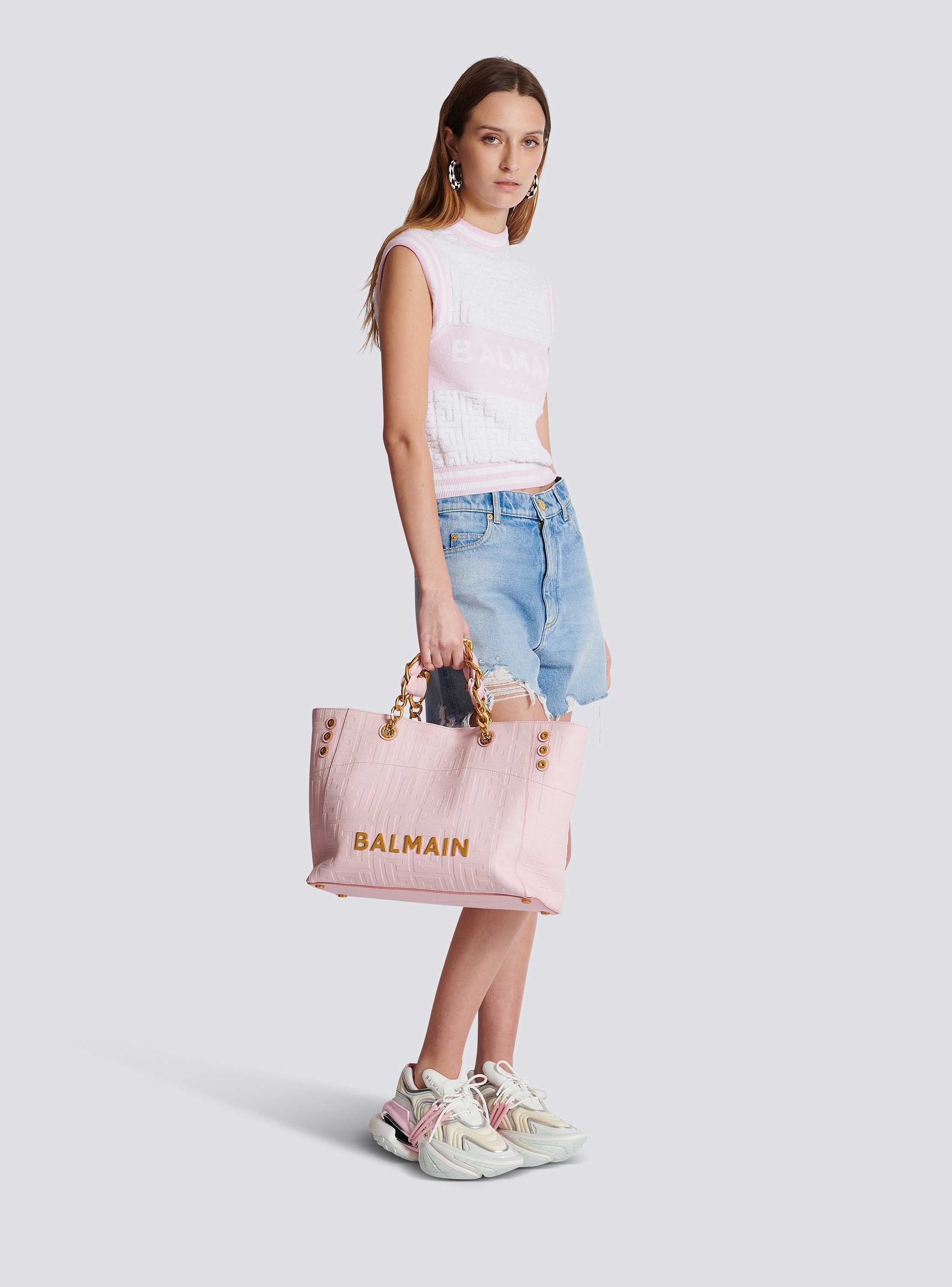 1945 Soft tote bag in grained calfskin pink - Women | BALMAIN