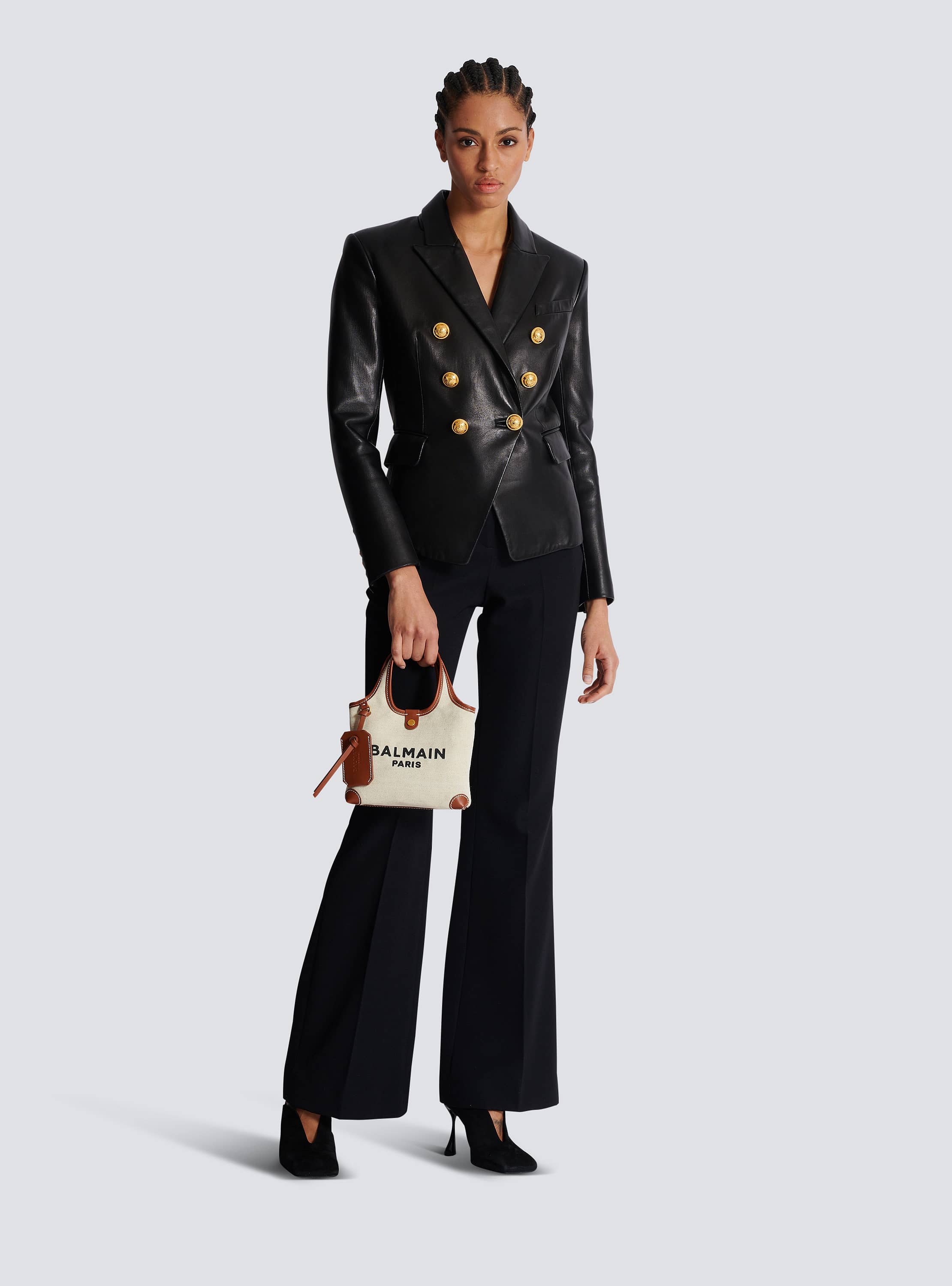 Canvas and leather B-army Grocery Bag - Women | BALMAIN