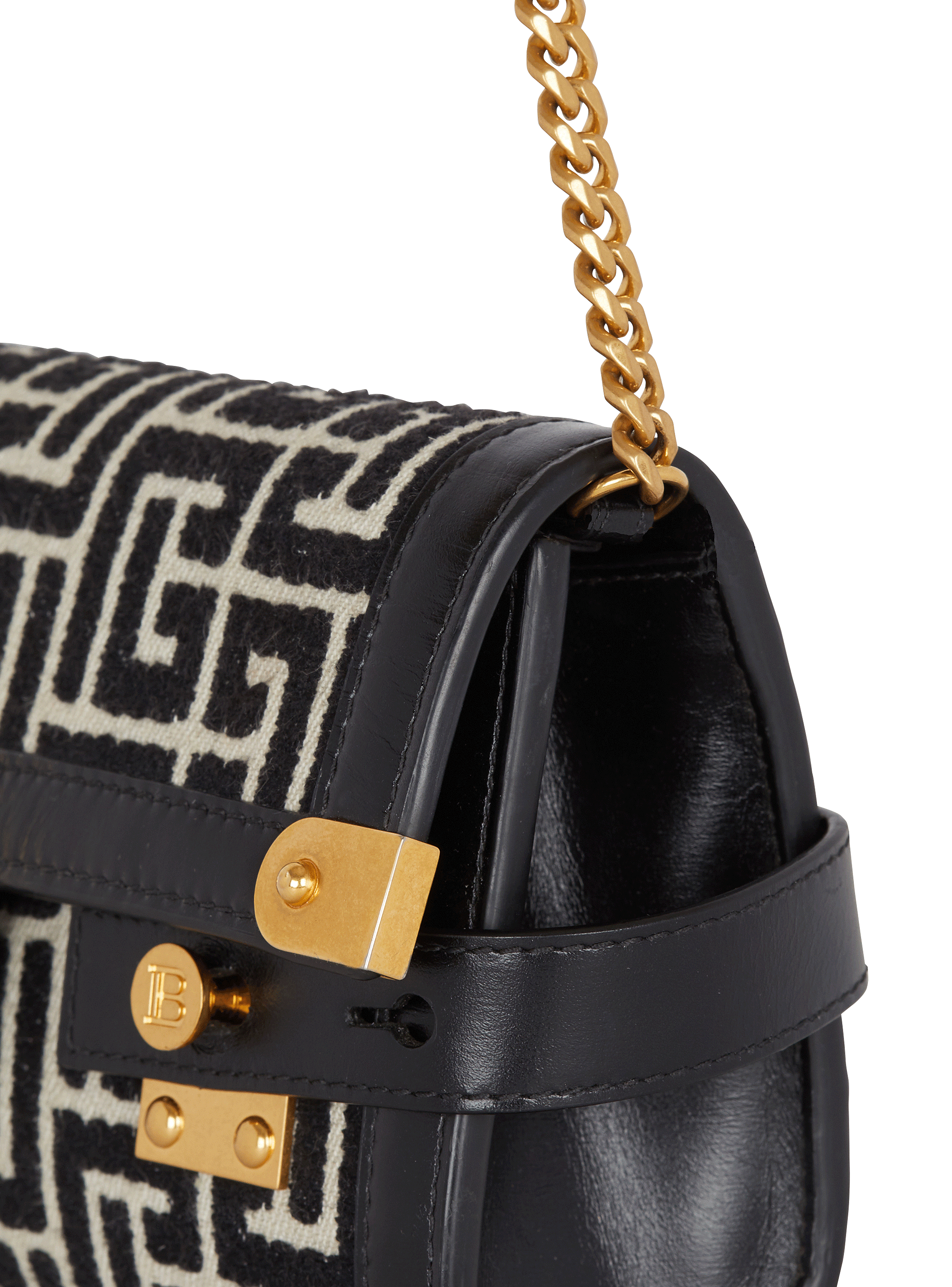 B-Buzz 23 jacquard and leather Clutch bag