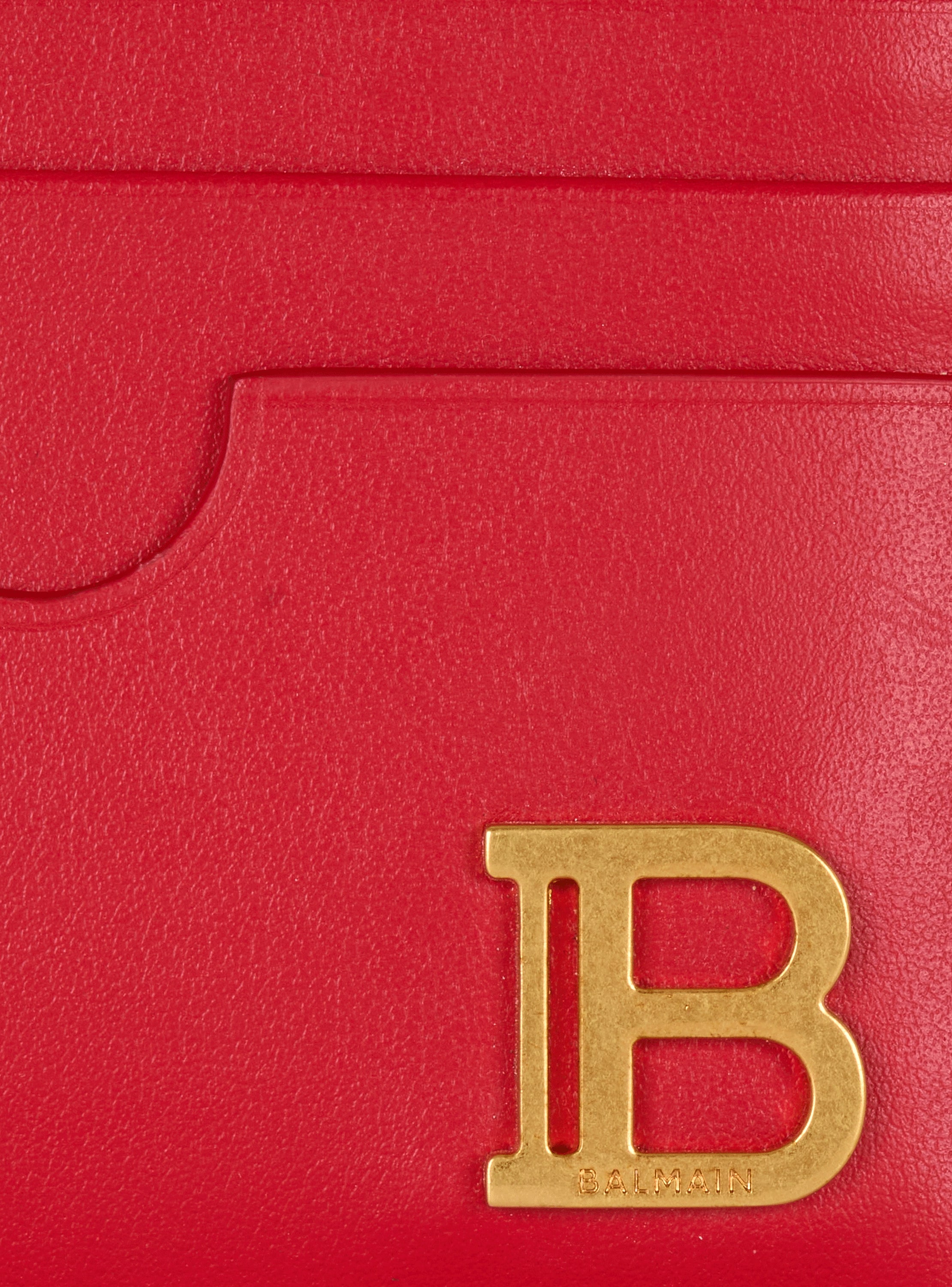 【BALMAIN】2025年春夏新作★B-Buzz カードケース／個性派レッド B-Buzz leather card holder red red - Women | BALMAIN