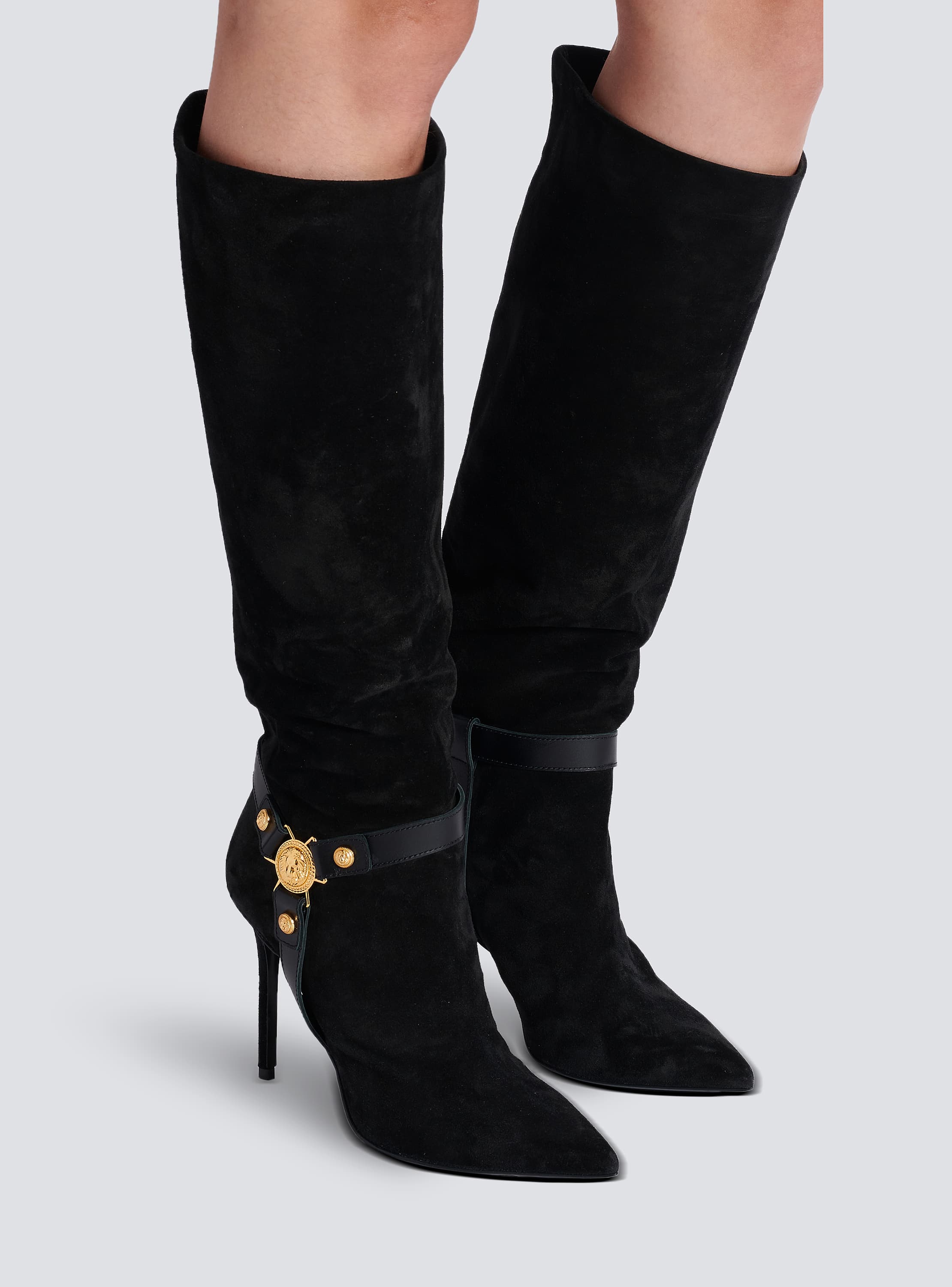 Slouchy suede heeled Eva boots - Women | BALMAIN