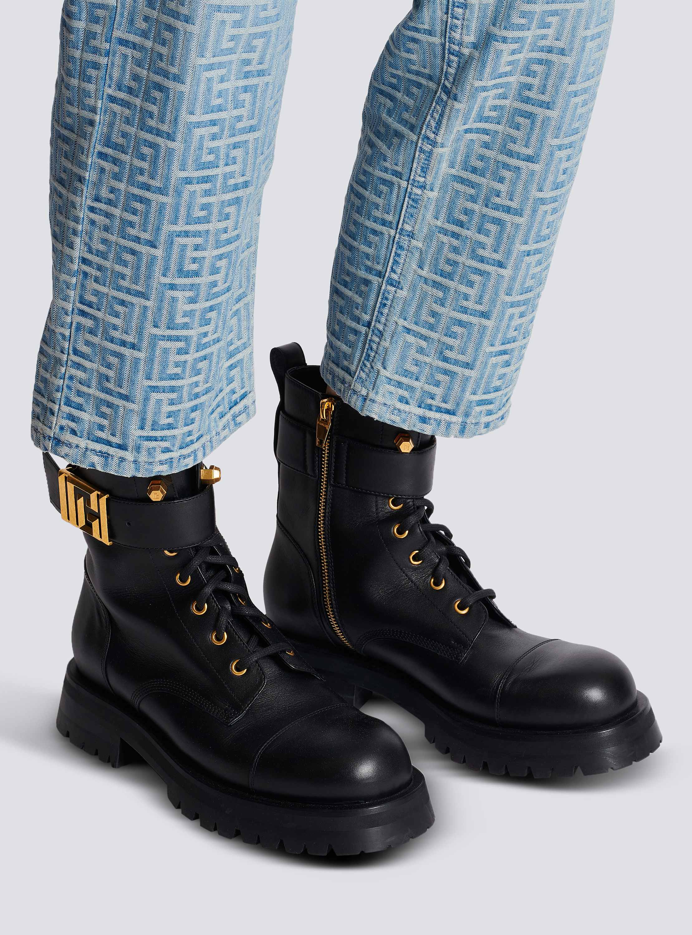 【関税込み】balmain Charlie' ankle boots Charlie leather ranger boots black black - Women | BALMAIN