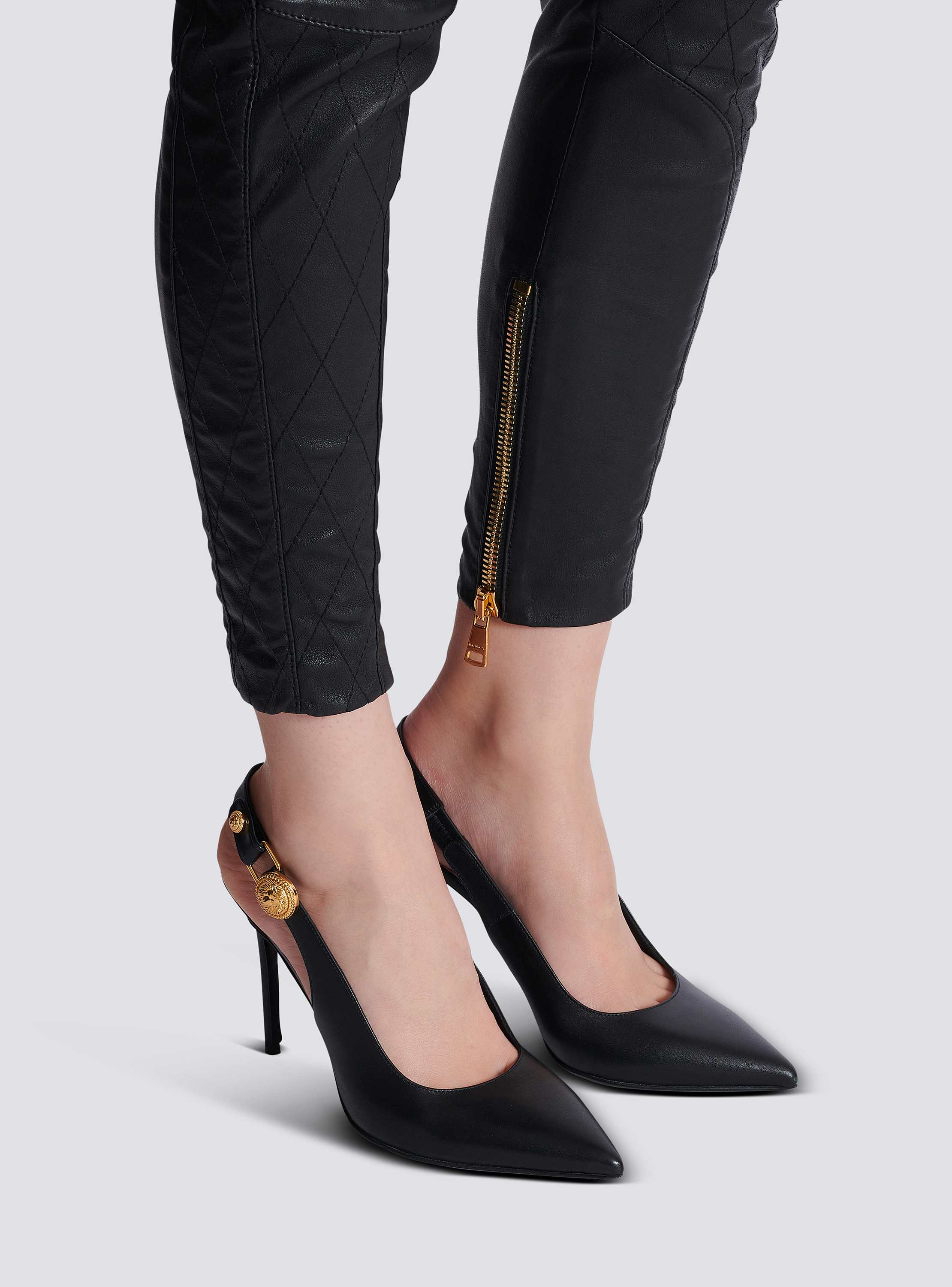 サンダル・ミュール BALMAIN SS25 'Eva' slingback (DN1UK047LVIT 0PA) Eva slingbacks in calfskin - Women | BALMAIN