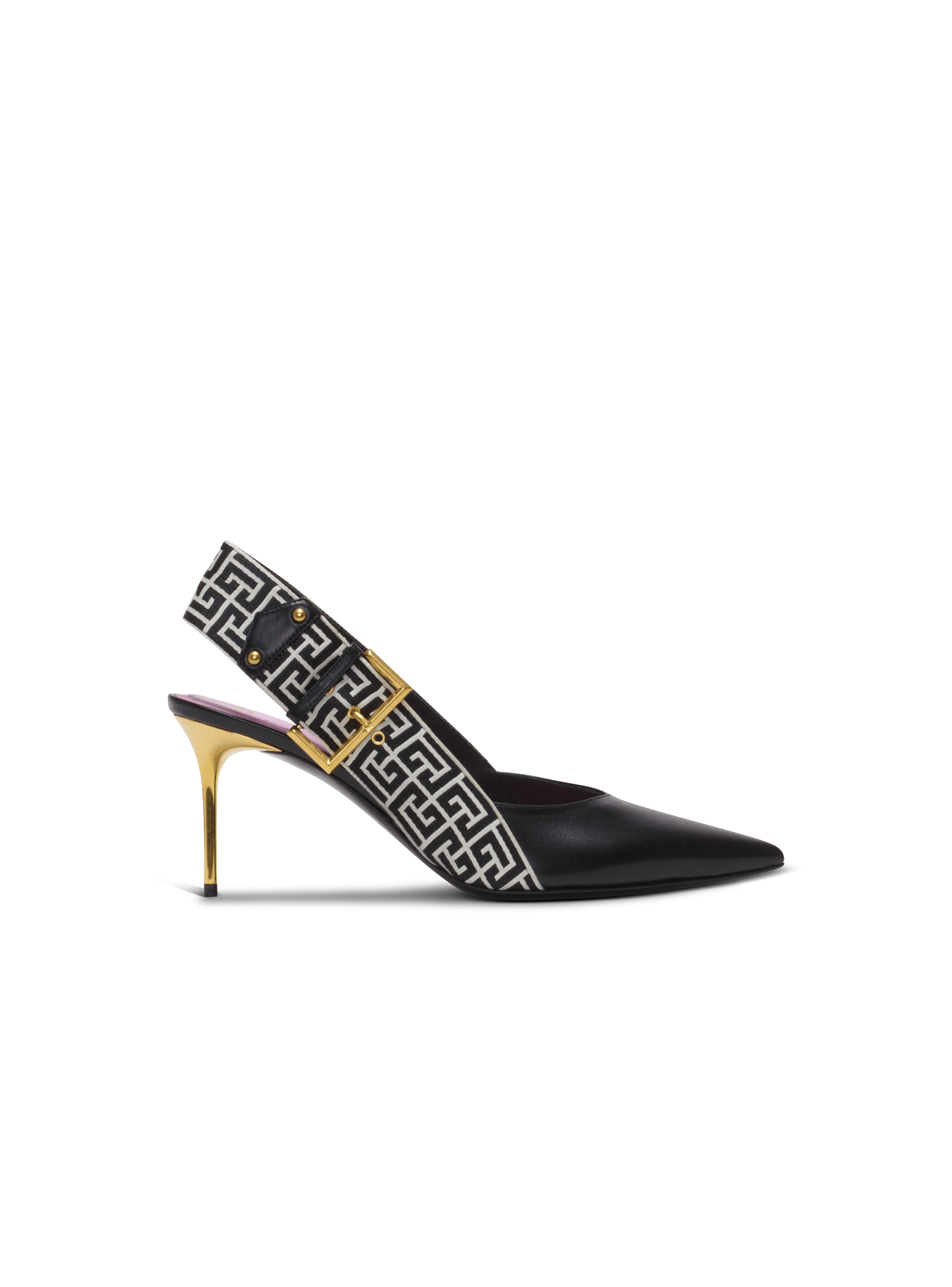 Ruby slingbacks in calfskin and monogrammed
