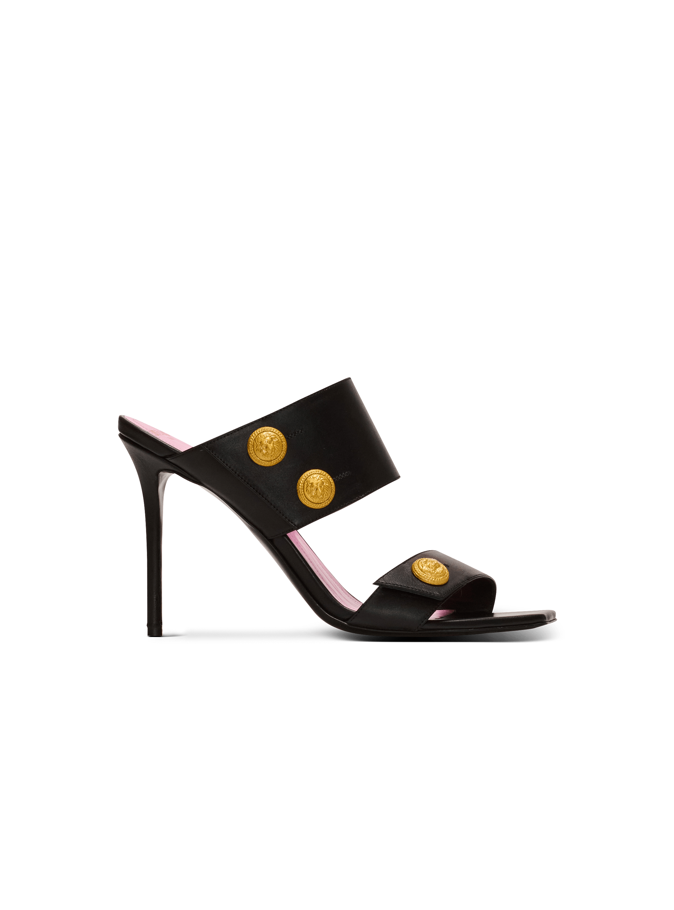 Heeled Eva mules in calfskin