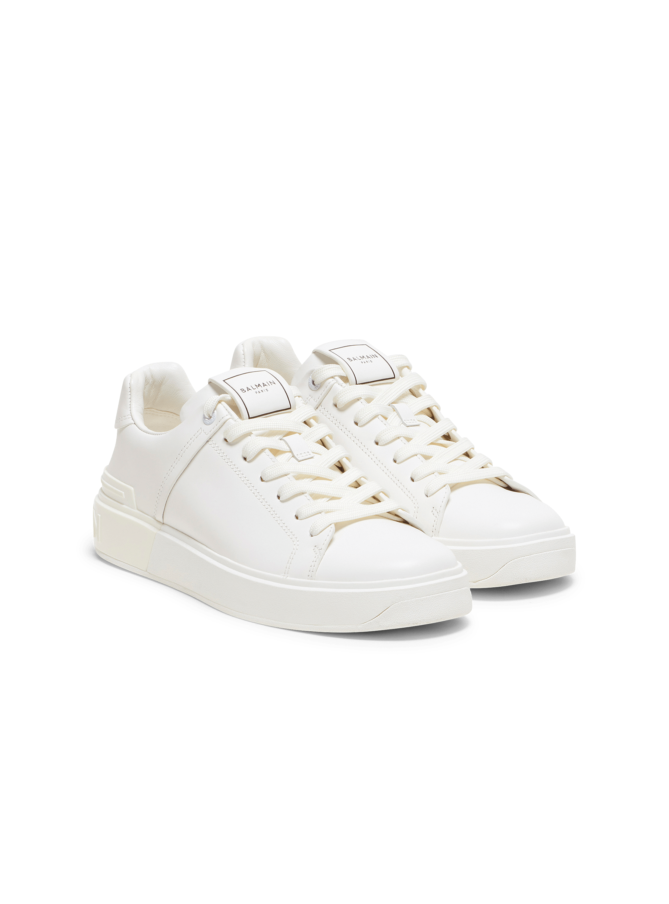 【BALMAIN】ホワイト B-Court レザー スニーカー Balmain B-Court Low-Top Sneakers | Saks Fifth Avenue