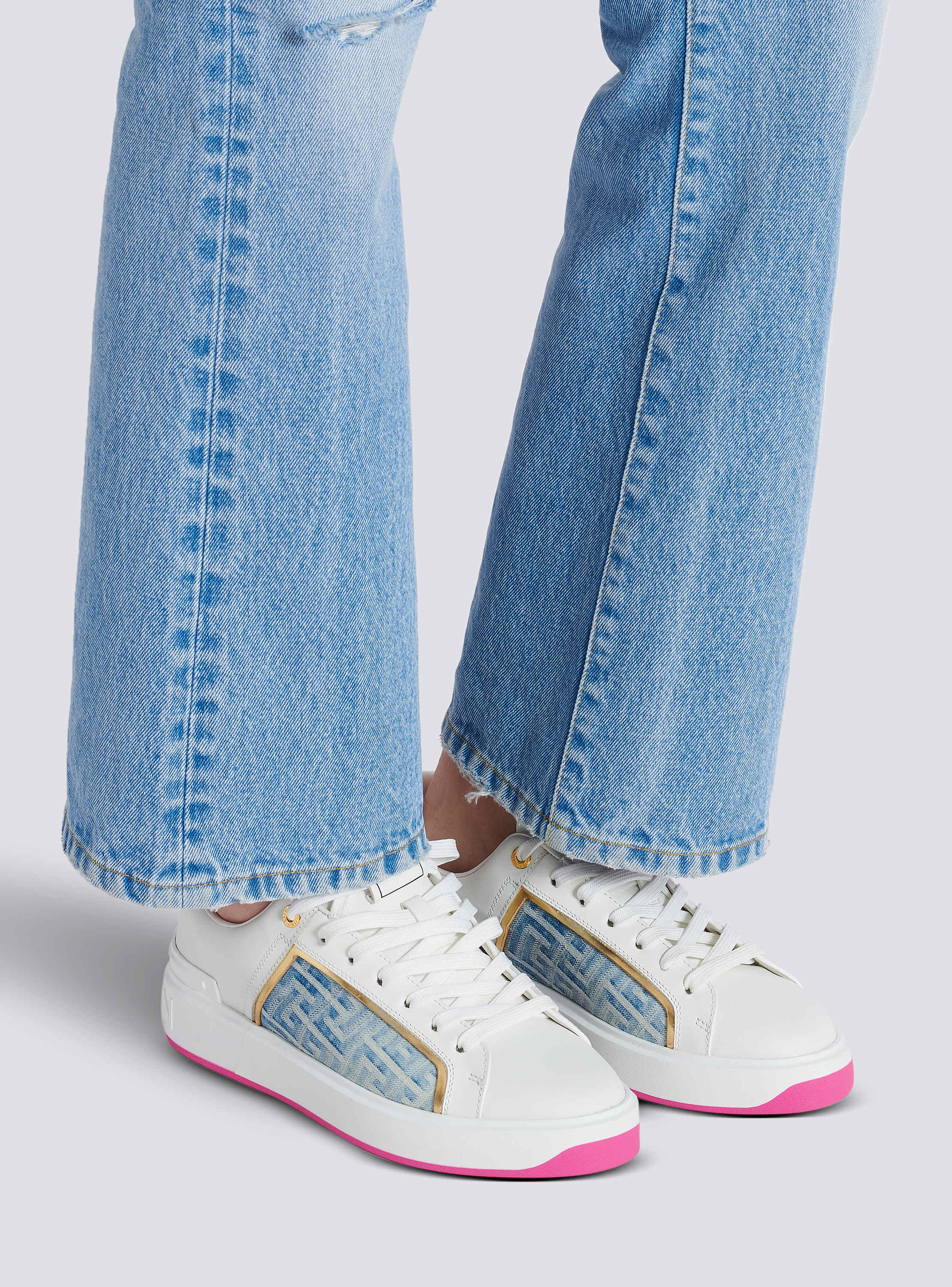 スニーカー B-Court Sneakers - Balmain - Leather - White B-Court sneakers in leather and denim - Women | BALMAIN