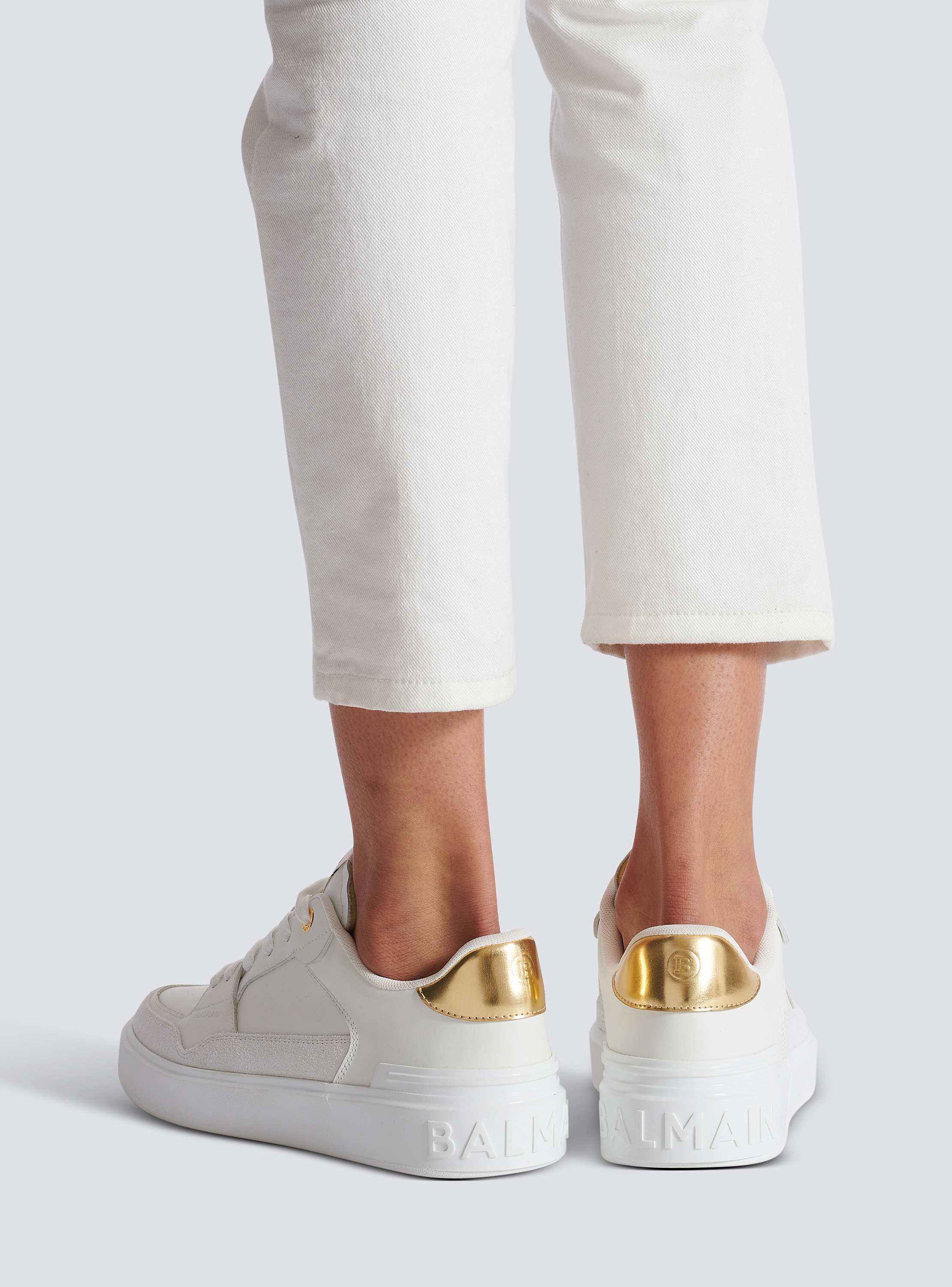 B-Court Flip sneakers in calfskin white - Women | BALMAIN B-Court Flip sneakers in calfskin white - Women | BALMAIN