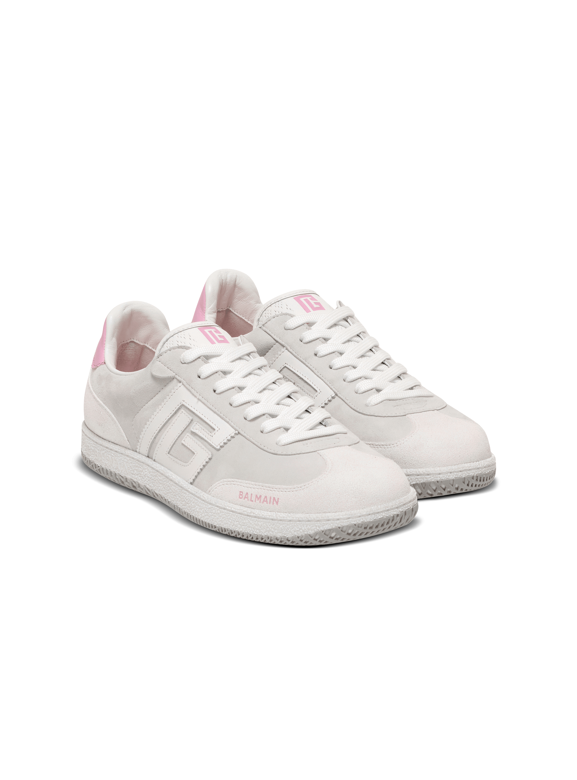 Balmain Swan sneakers in calfskin and suede white - Women