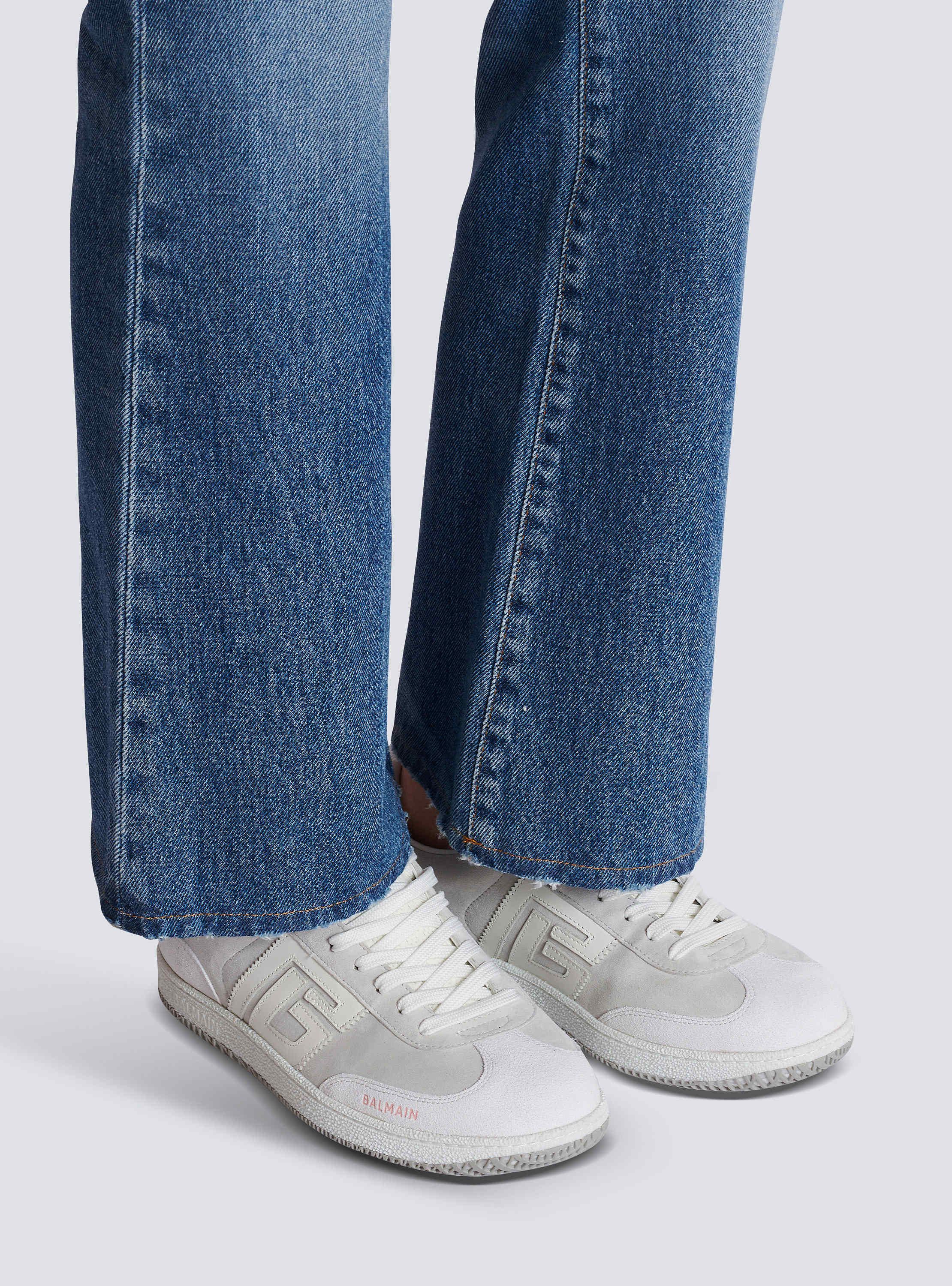 Balmain Swan sneakers in calfskin and suede - Women | BALMAIN
