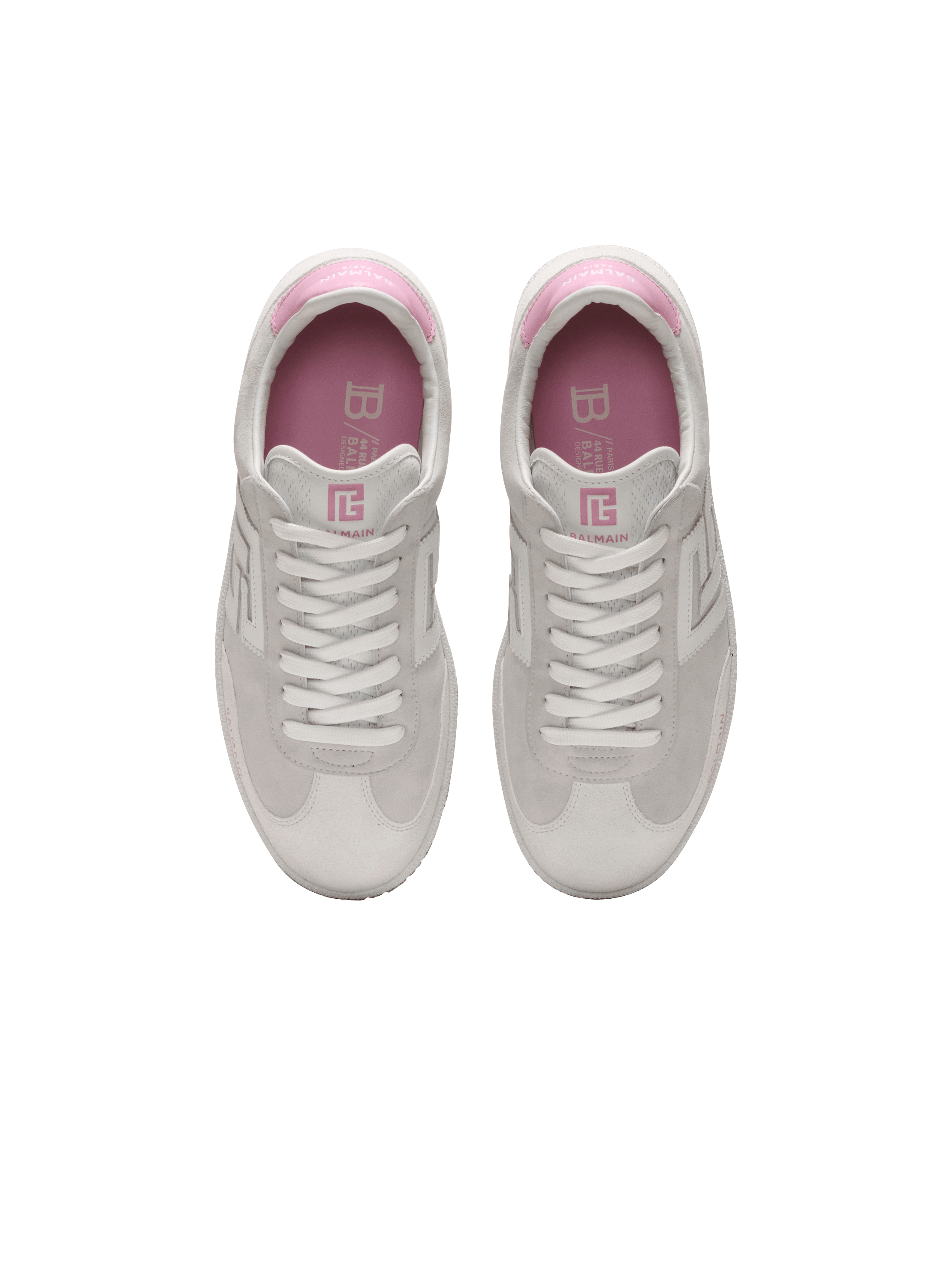 Balmain Swan sneakers in calfskin and suede white - Women