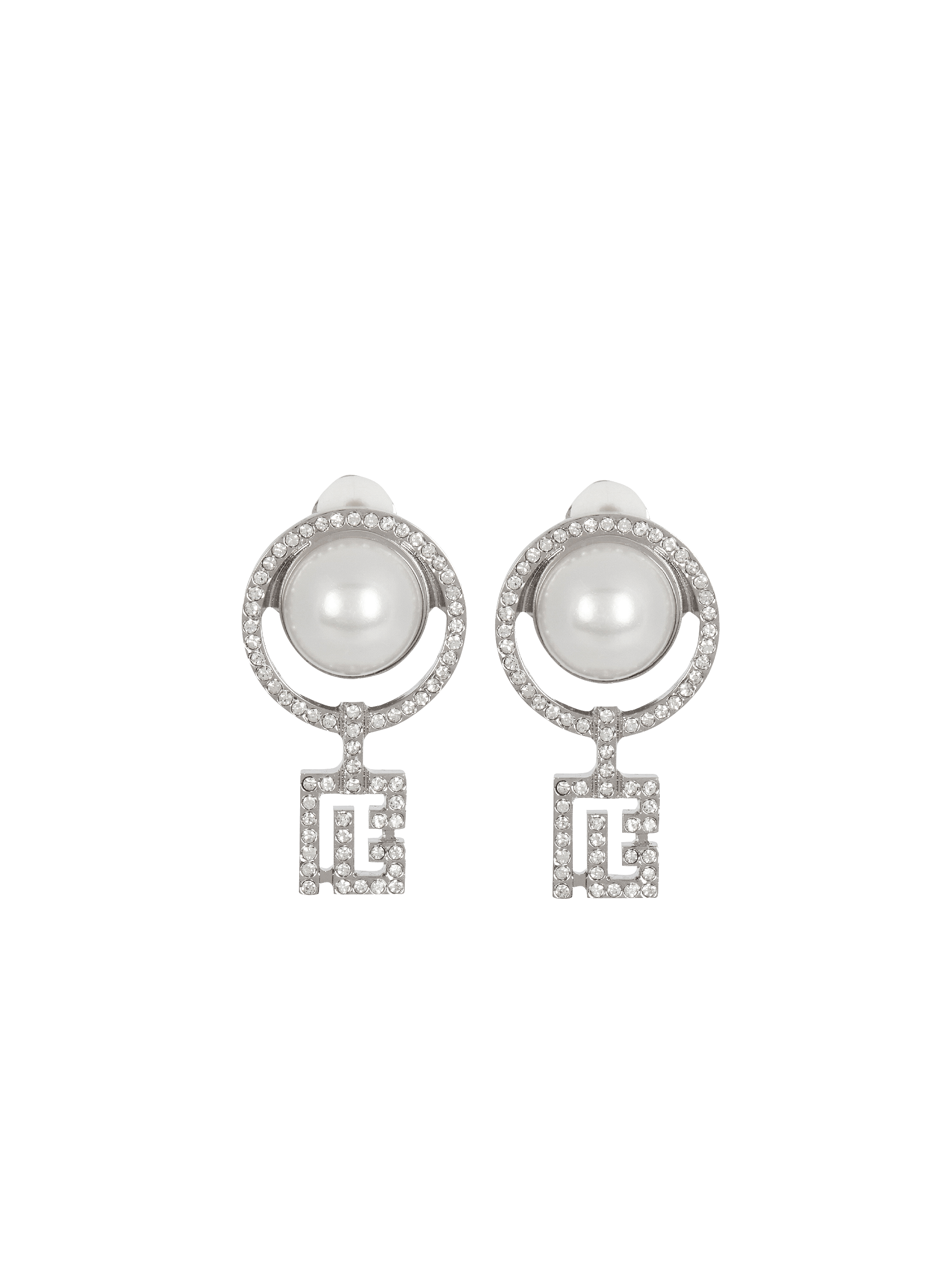 Pearl earrings with Art Deco rhinestones