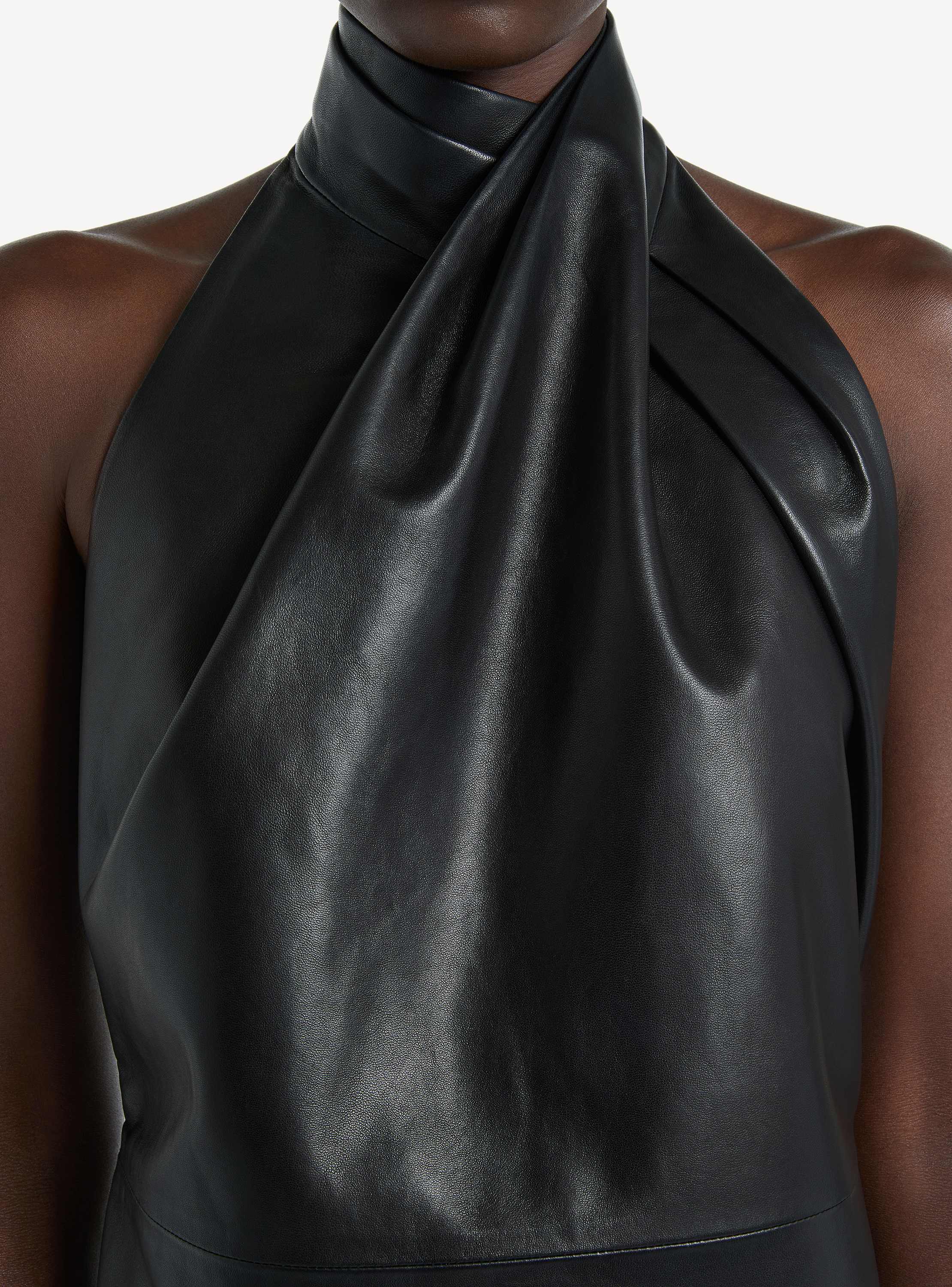 Lambskin open-back dress
